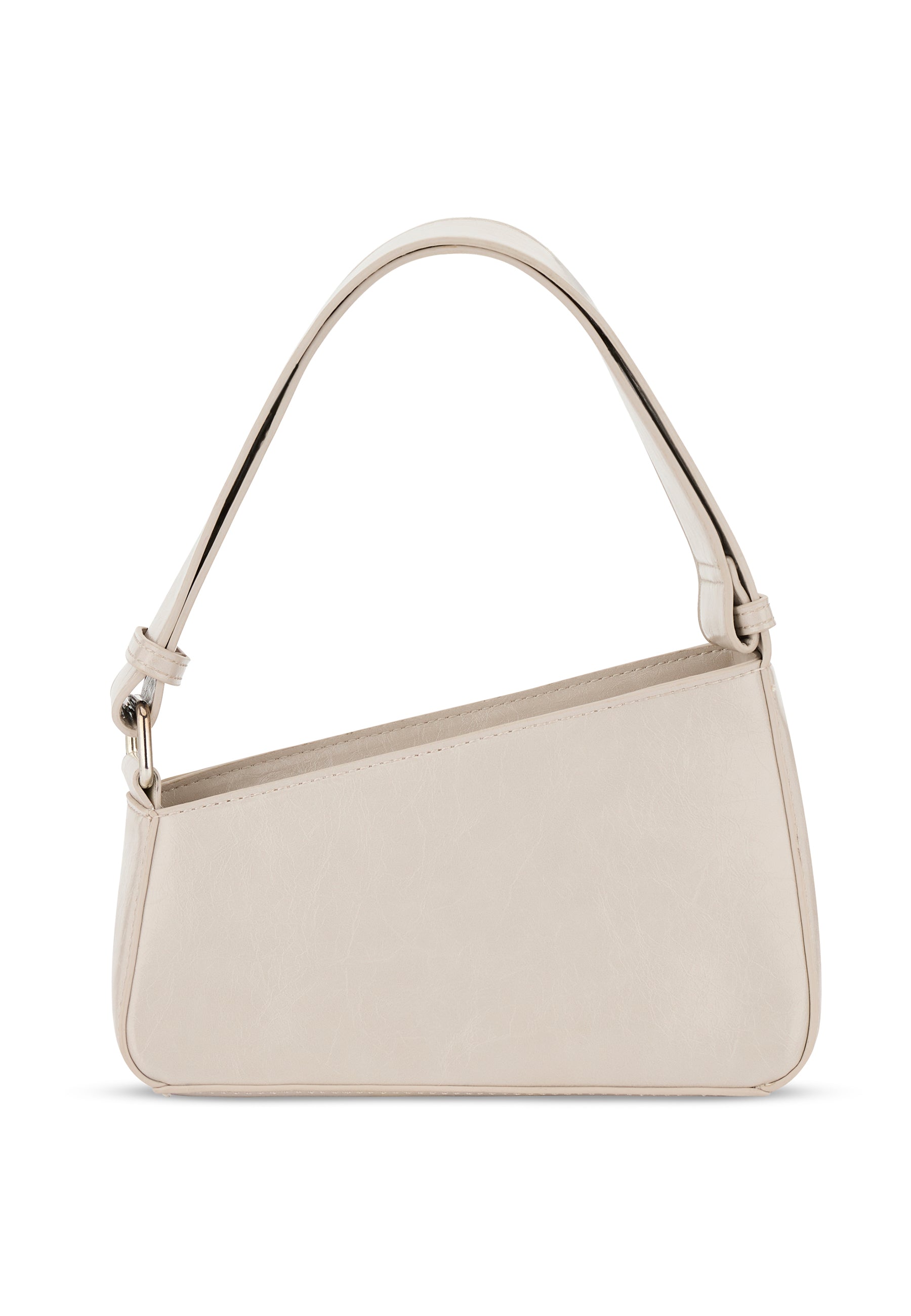 Beige vintage Handtasche 'GEORGIA' mit kurzem Tragehenkel und asymmetrischer Form