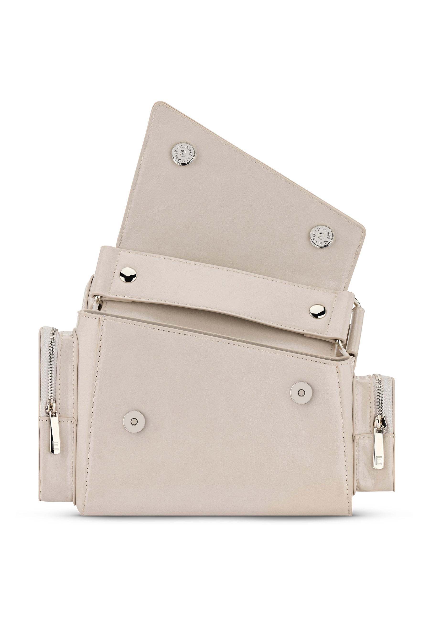 Beige HUNTER Handtasche mit offenem Magnetverschluss und seitlichen Reißverschlusstaschen