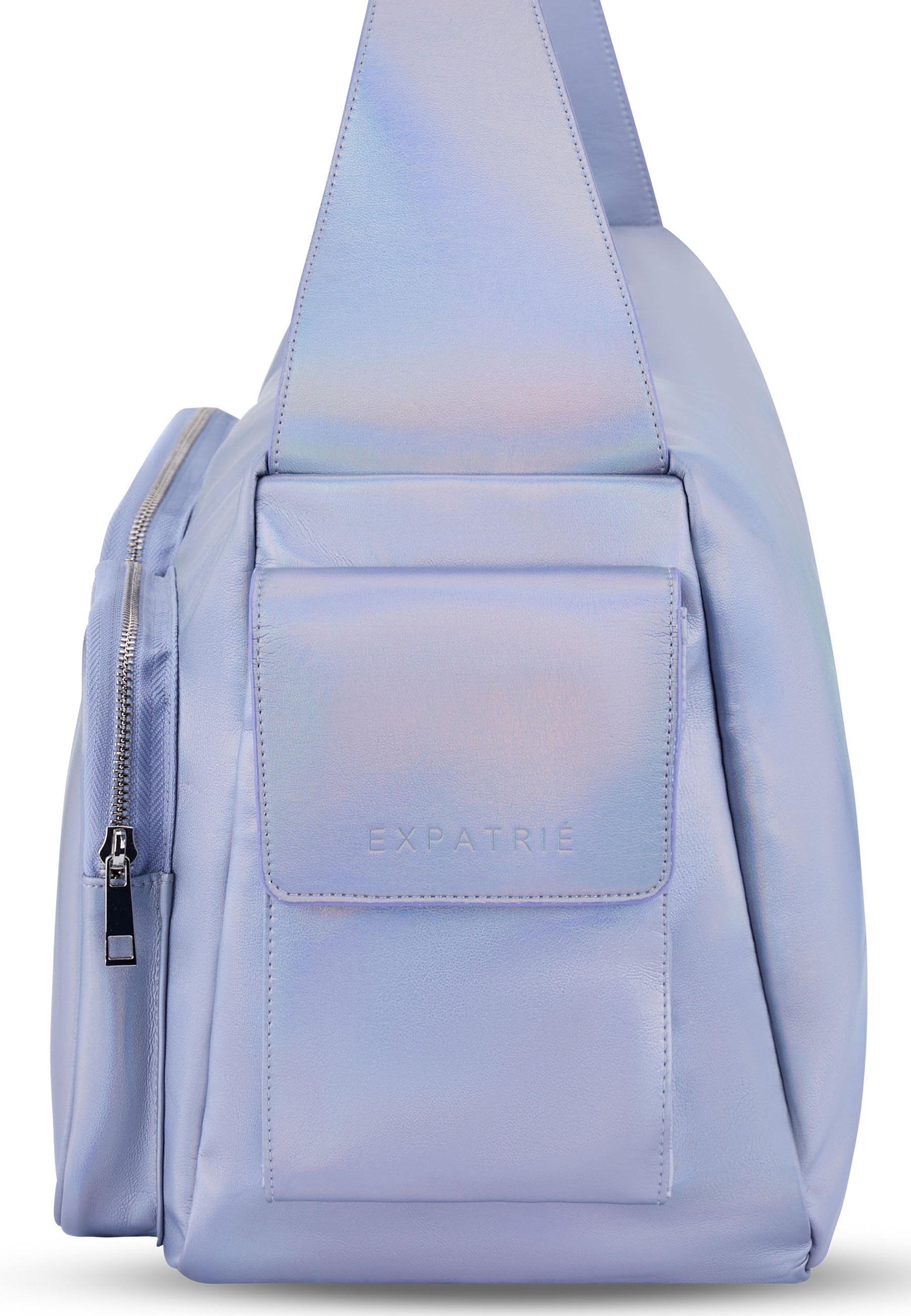 Lila metallic Weekender-Tasche 'NOVA' von Expatrié mit Fronttasche und Reißverschluss
