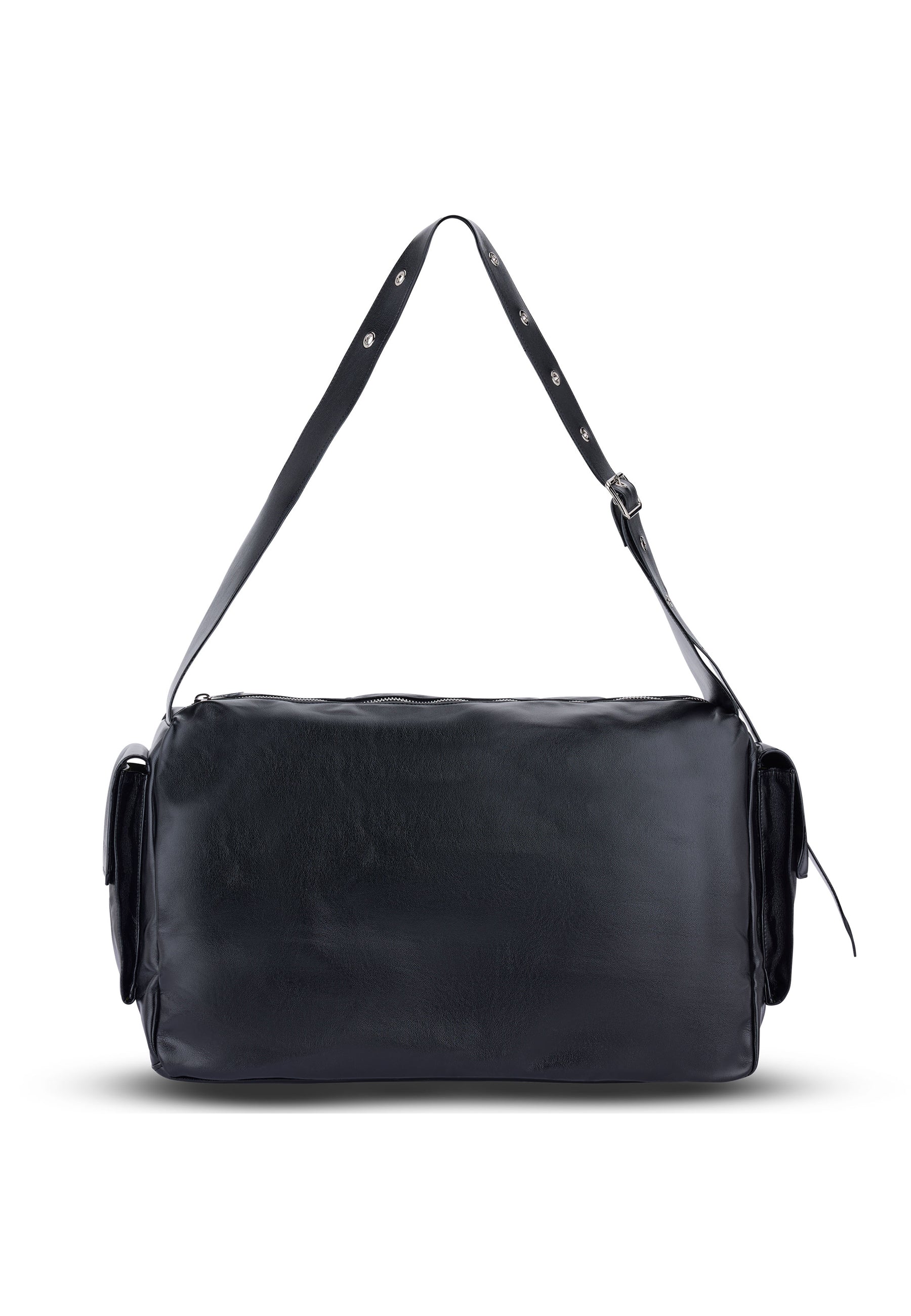 Schwarze Weekender-Tasche 'NOVA' mit verstellbarem Schulterriemen und Seitentaschen
