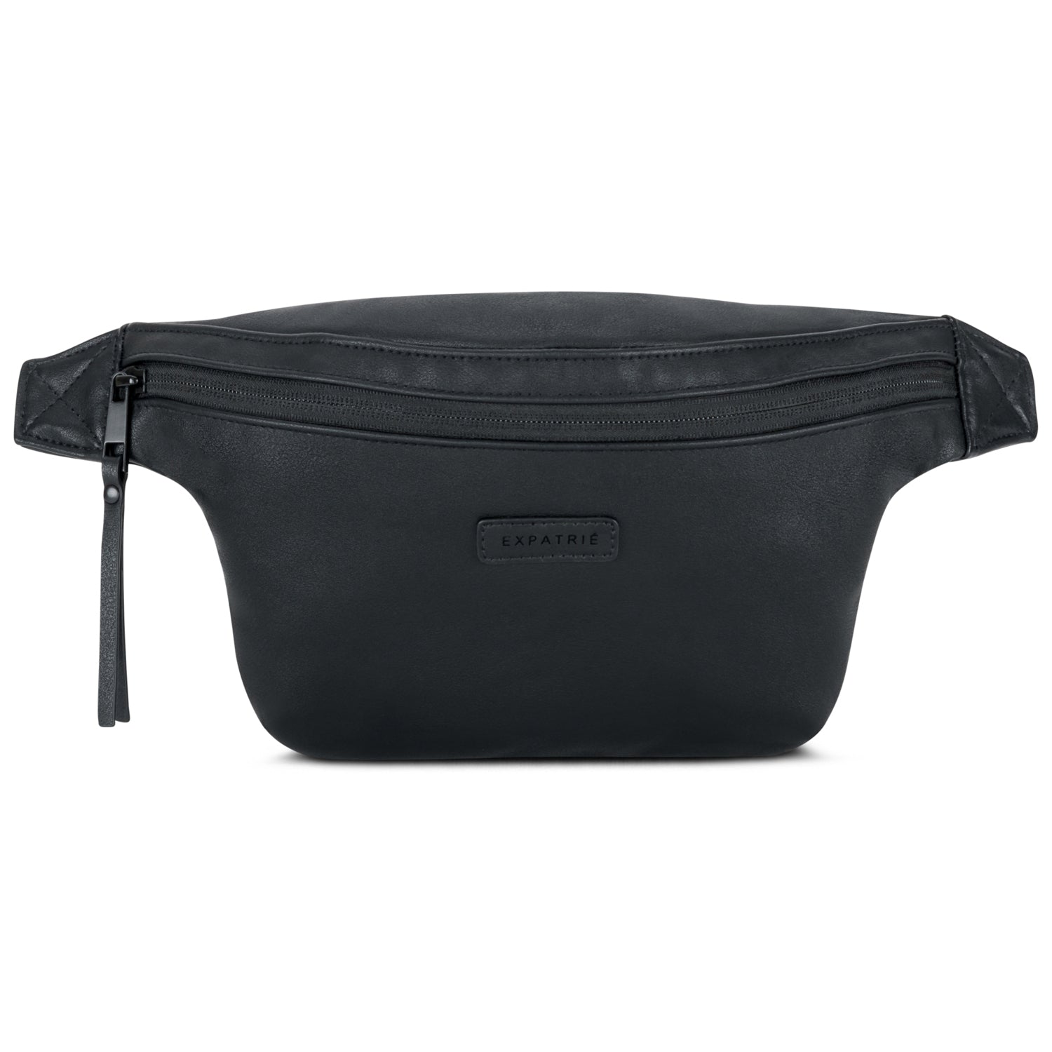 Schwarze Bauchtasche aus PU-Leder namens Lucie mit Reißverschluss und Expatrié-Logo