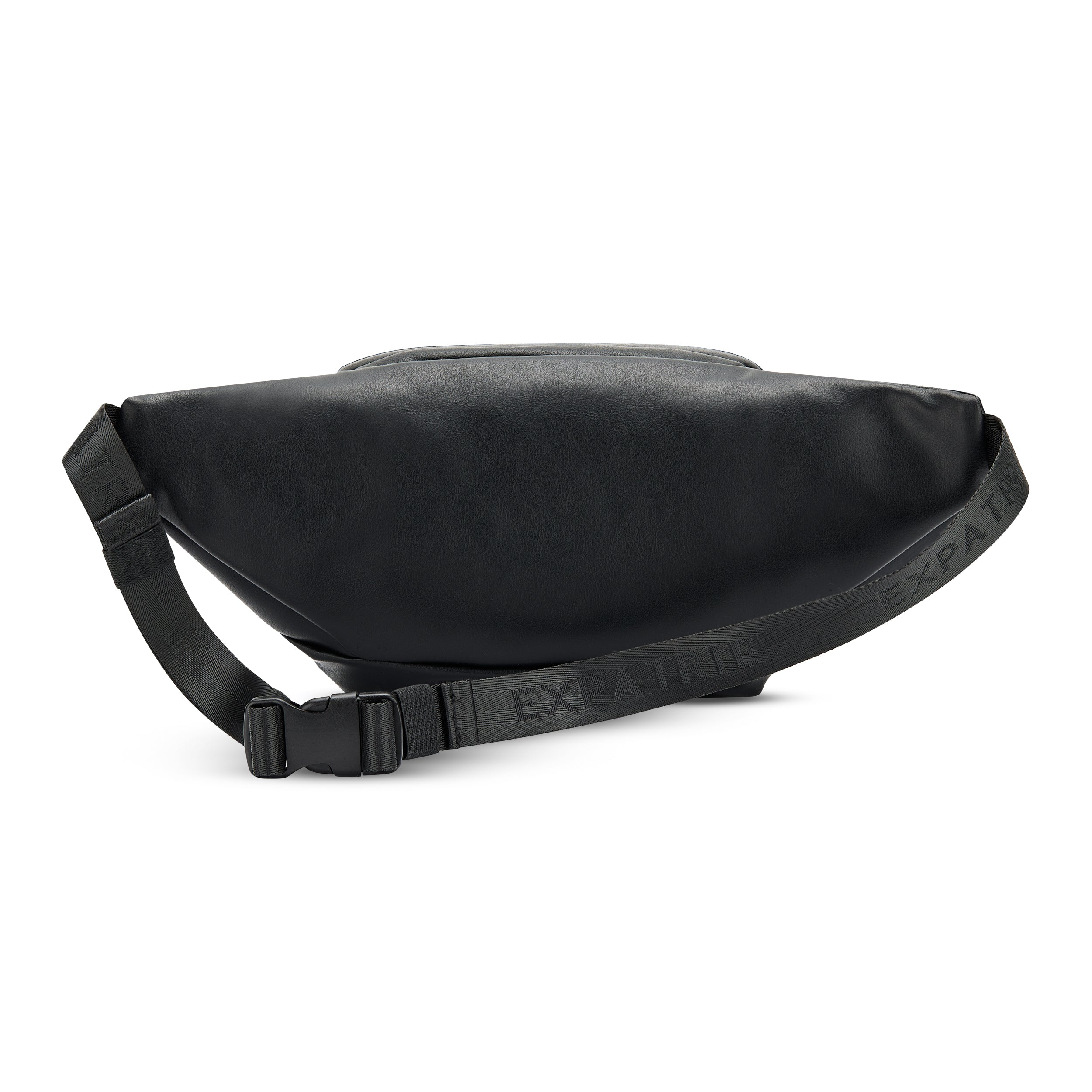Schwarze Bauchtasche Justine aus PU-Leder mit verstellbarem Gurt mit Prägung
