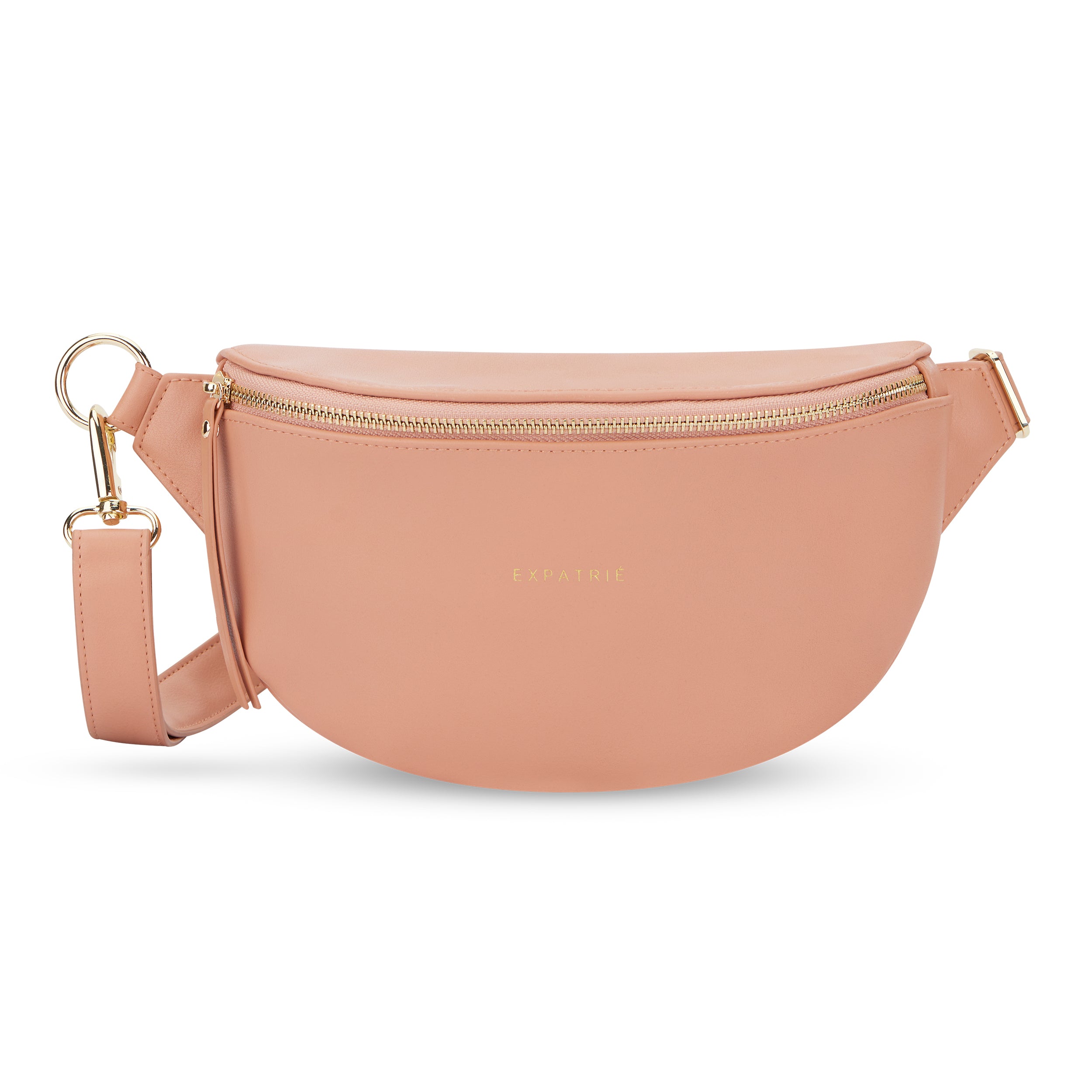 Bauchtasche Alice Small in hellem Rosa mit goldfarbenem Reißverschluss und verstellbarem Gurt