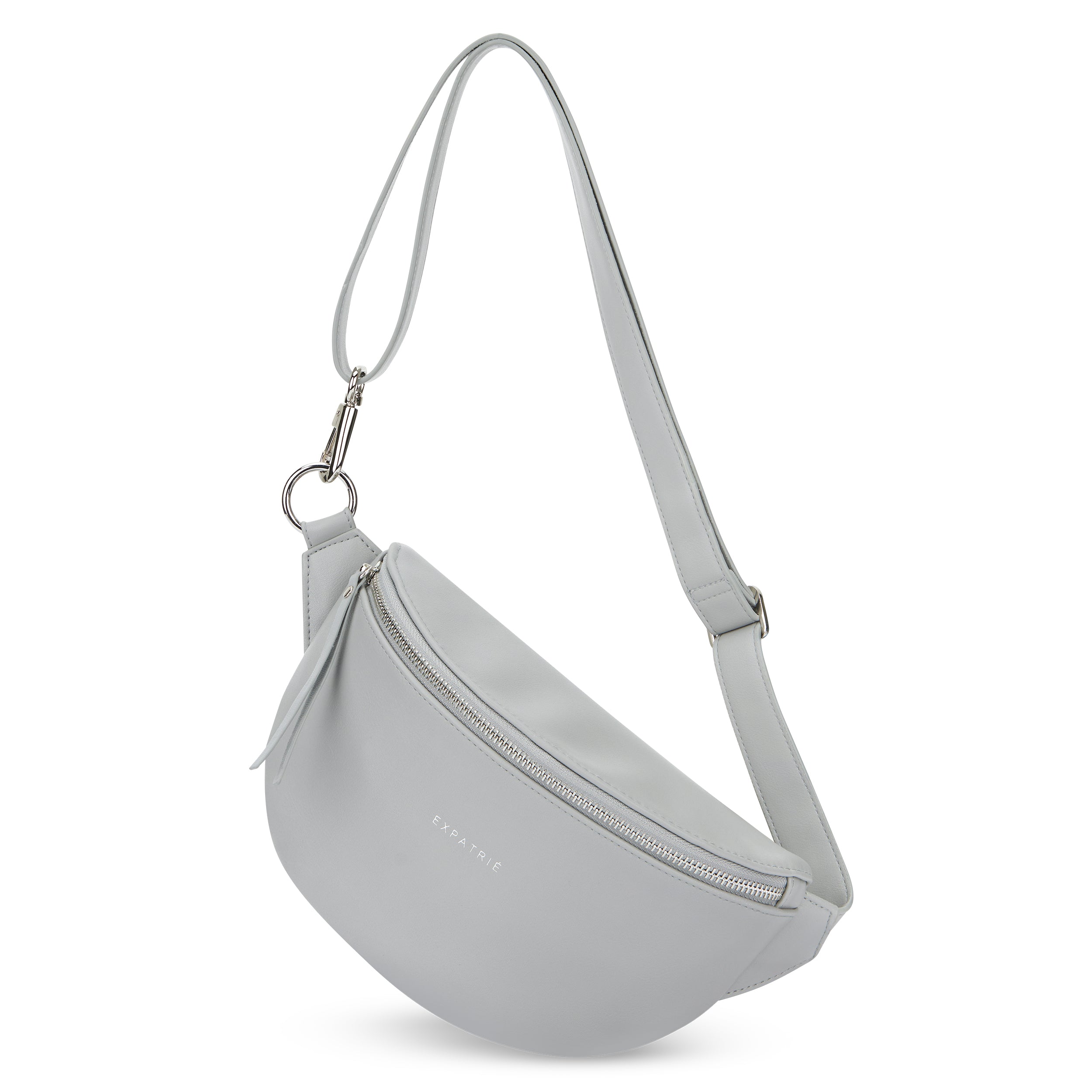 GRAUE Bauchtasche Alice Small von Expatrié mit verstellbarem Riemen und silbernem Reißverschluss