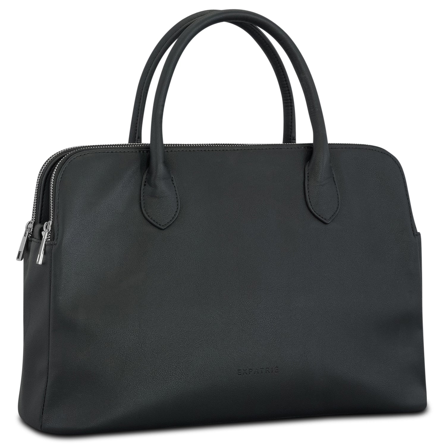 Schwarze Business-Handtasche Odette für Damen mit Doppelgriffen und zwei Reißverschlüssen