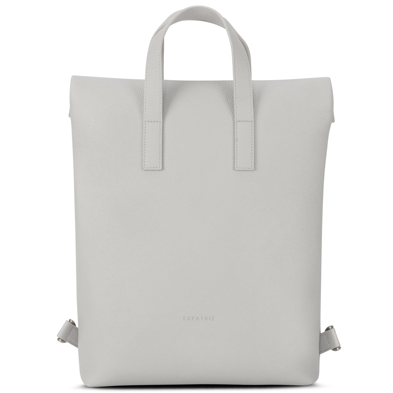 Hellgrauer Business-Rucksack Tasche 'Lou' für Damen aus Leder mit zwei Tragegriffen