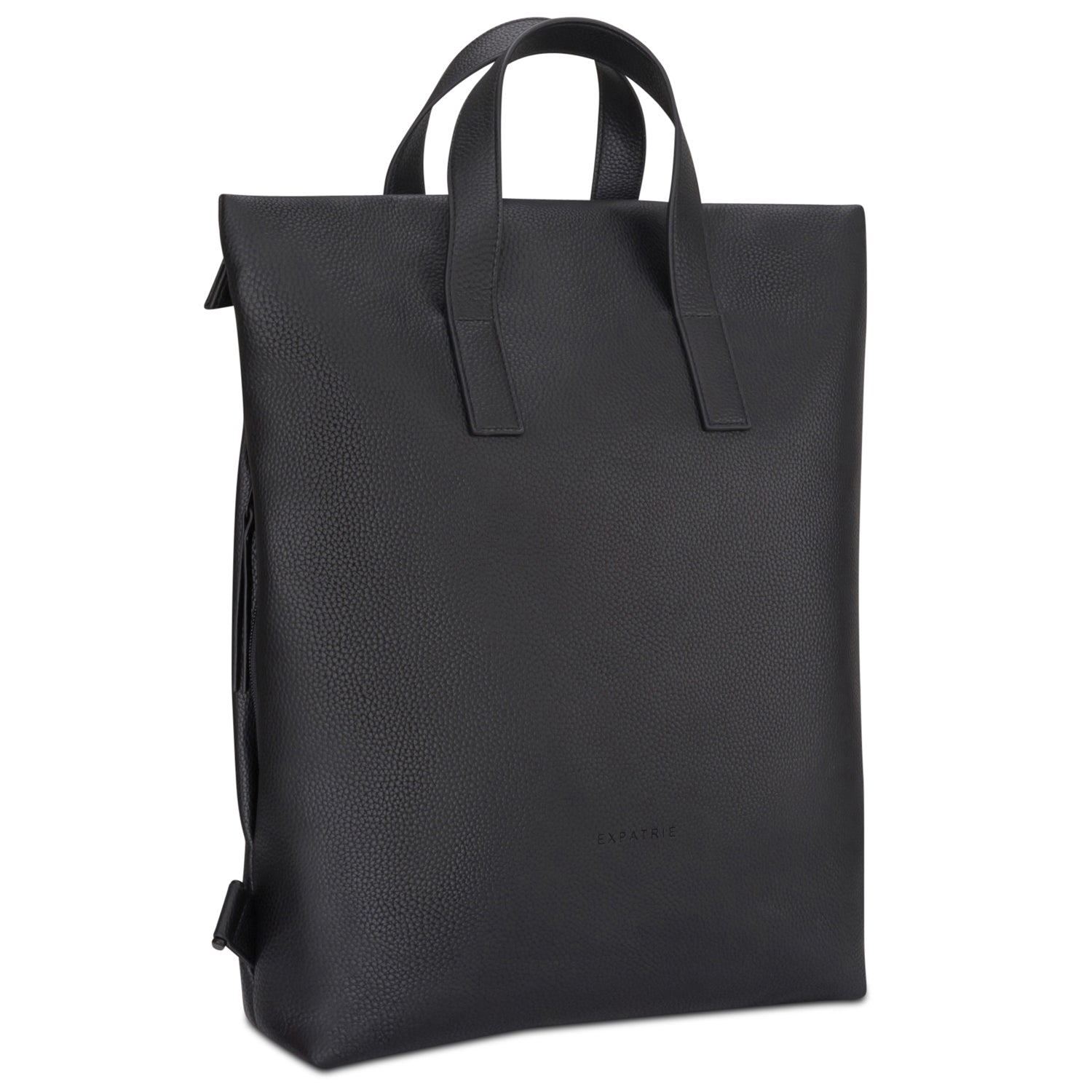 Schwarzer Business-Rucksack Lou aus strukturiertem Material mit zwei Tragegriffen