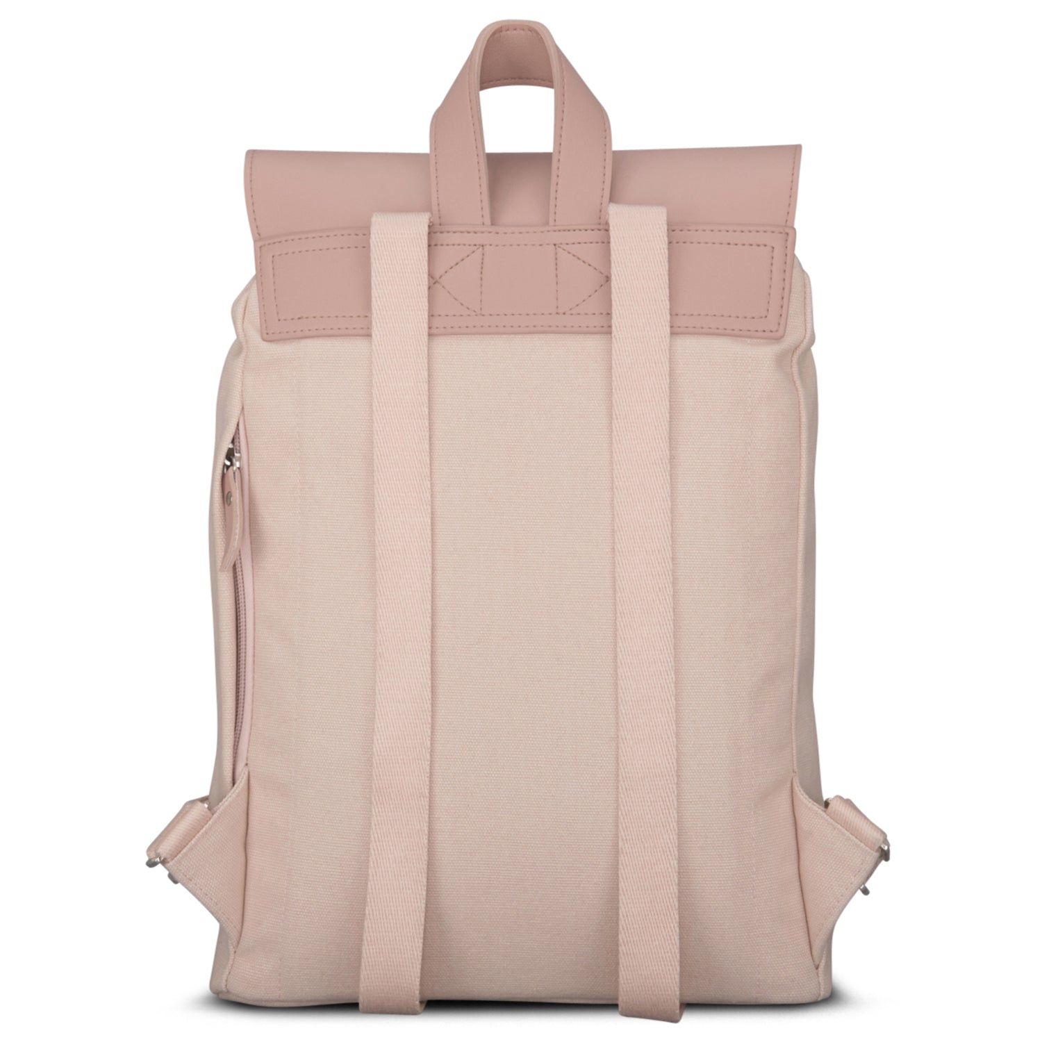 Rucksack Anouk aus rosa Canvas mit Lederbesatz, zwei verstellbare Schulterriemen und Trageschlaufe