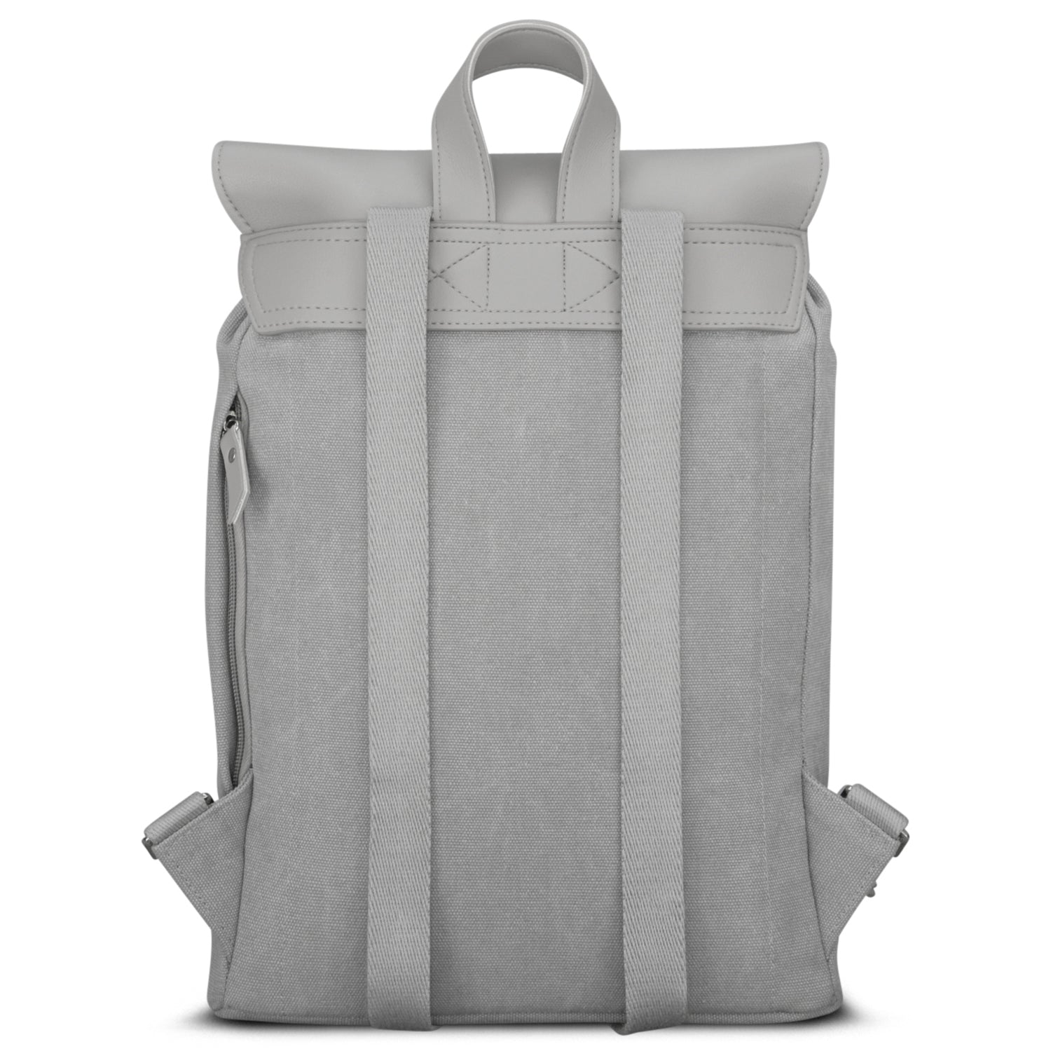 Grauer Canvas-Rucksack Anouk für Damen mit verstellbaren Schultergurten und Lederrückenteil