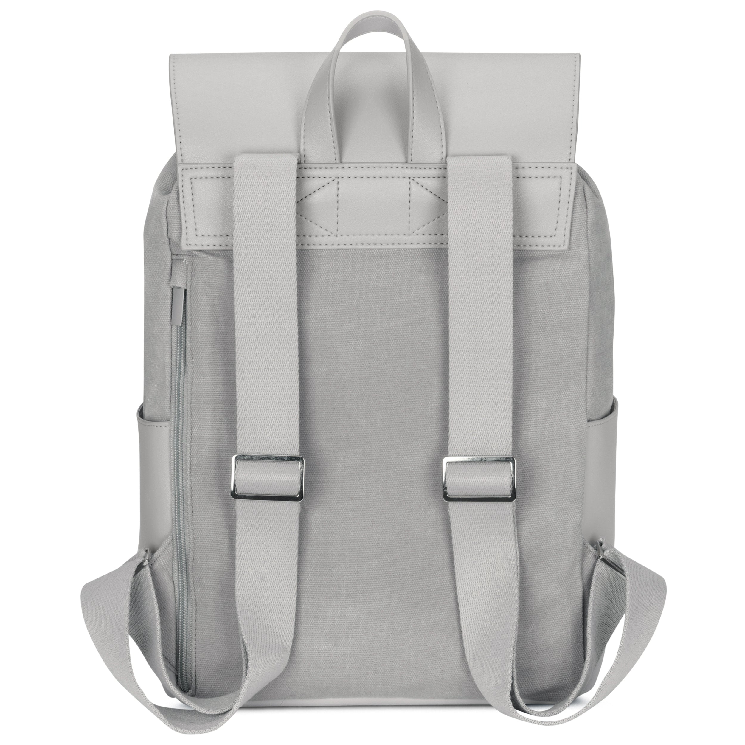 Rucksack Laurent aus grauem Canvas mit verstellbaren Schulterriemen und Seitentaschen