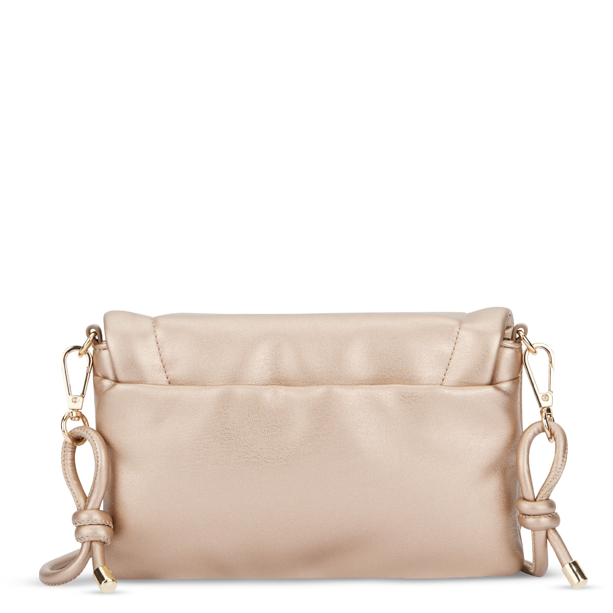 Goldfarbene Umhängetasche Zoe Small aus weichem Material mit abnehmbaren Schulterriemen
