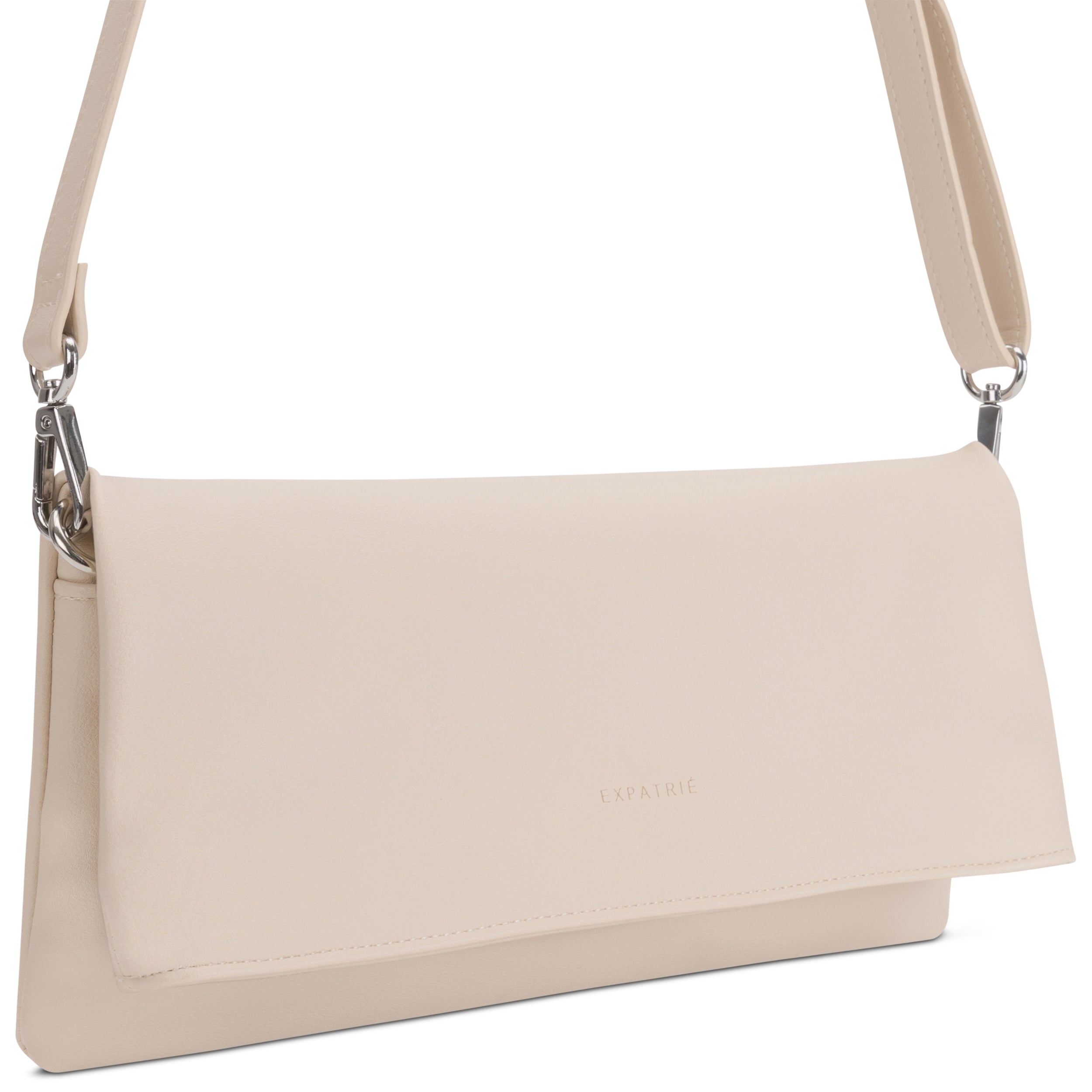Beige Clutch Marie Umhängetasche aus Leder von Expatrié mit Klappverschluss