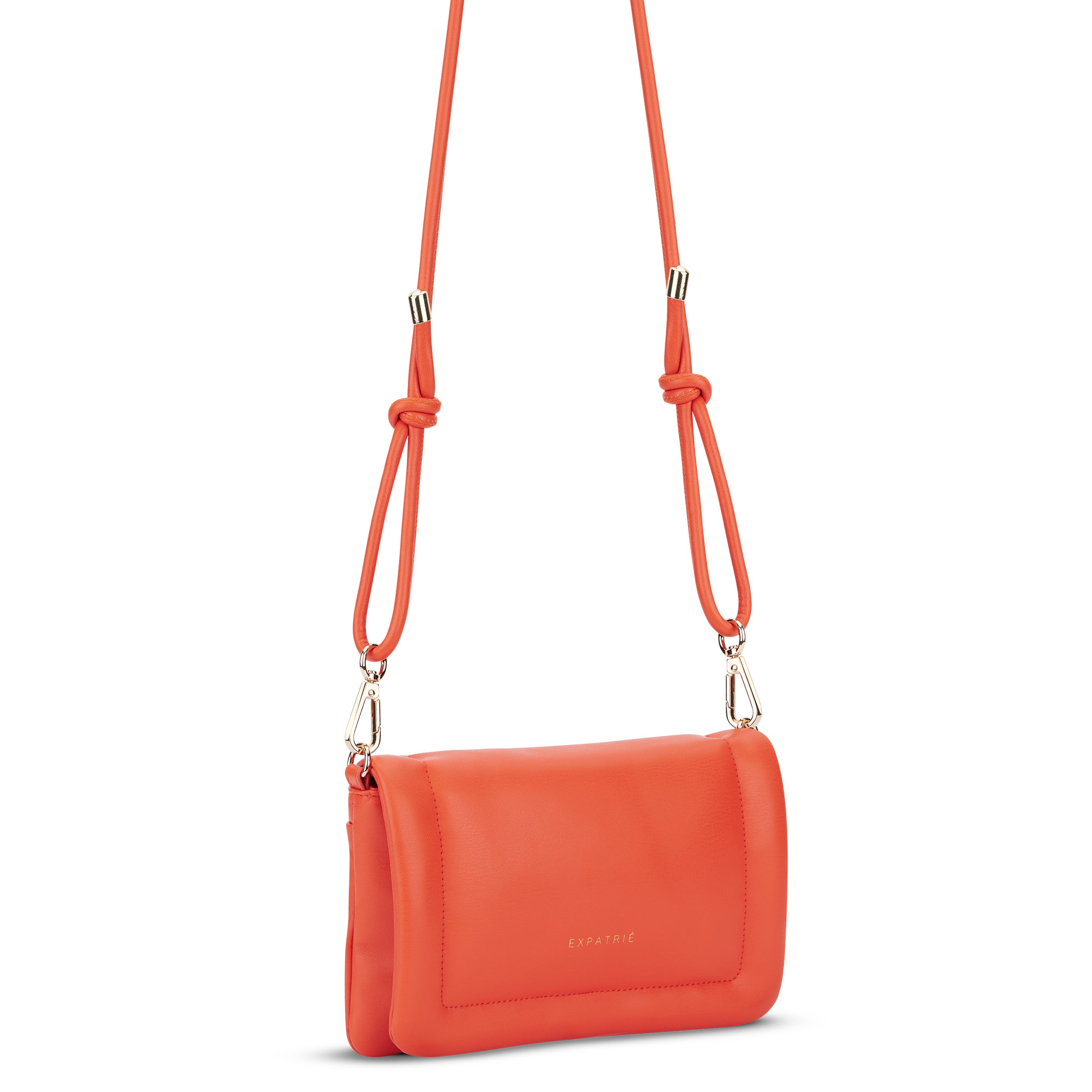Rote Umhängetasche Zoe Small mit verstellbarem Knotenriemen und silbernen Metallteilen