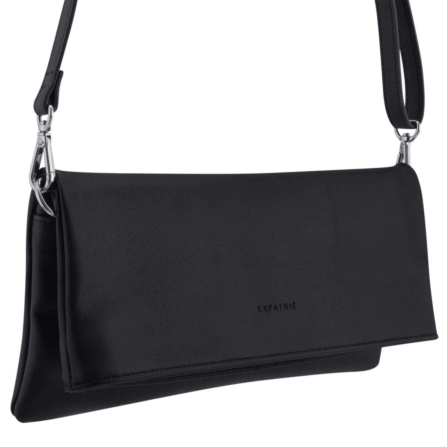 Schwarze Umhängetasche Clutch Marie von Expatrié mit verstellbarem Schultergurt
