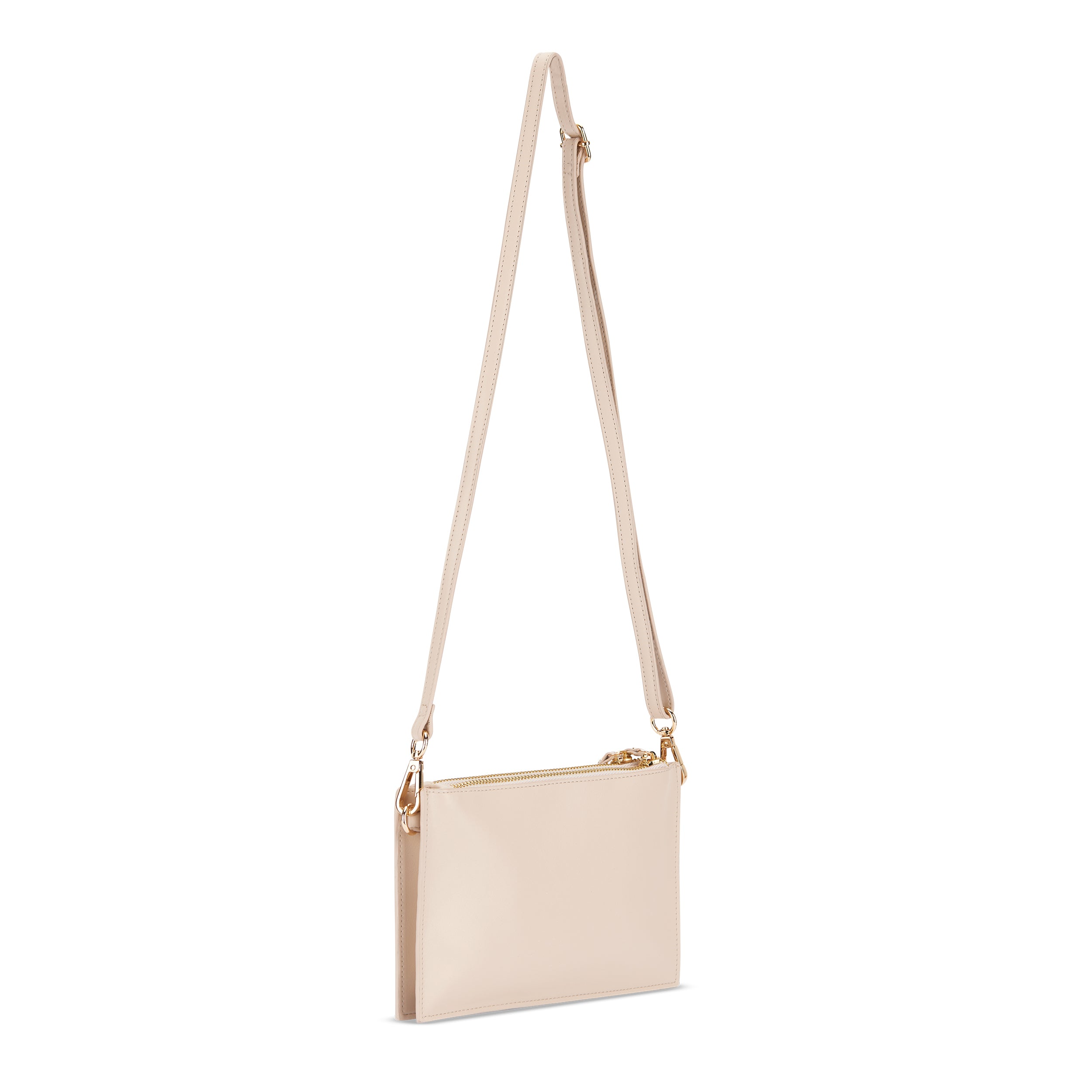 Beige kleine Clutch Isabelle mit verstellbarem Schultergurt und Reißverschluss