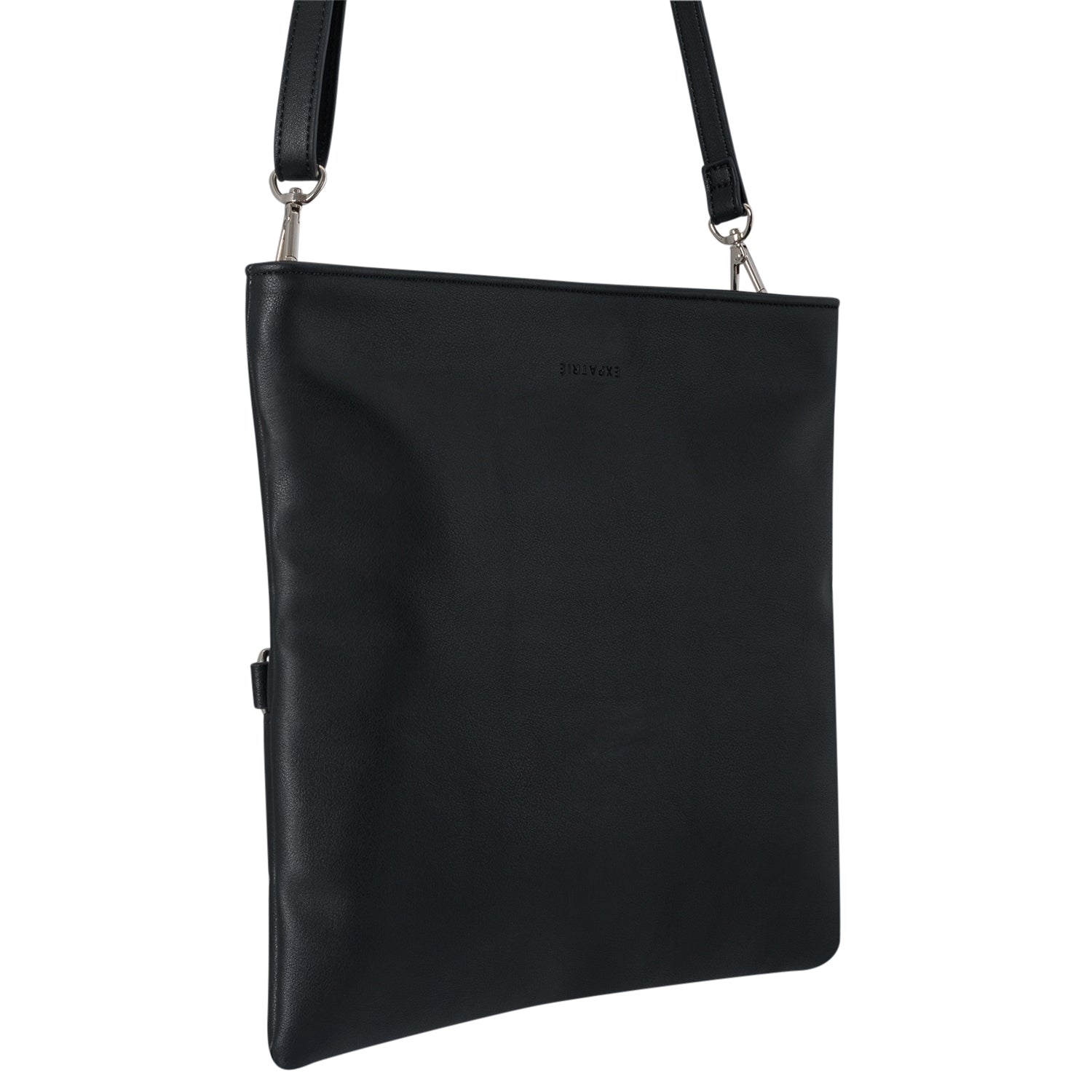 Schwarze Clutch Marie für Damen mit abnehmbarem Schulterriemen aus glattem Material