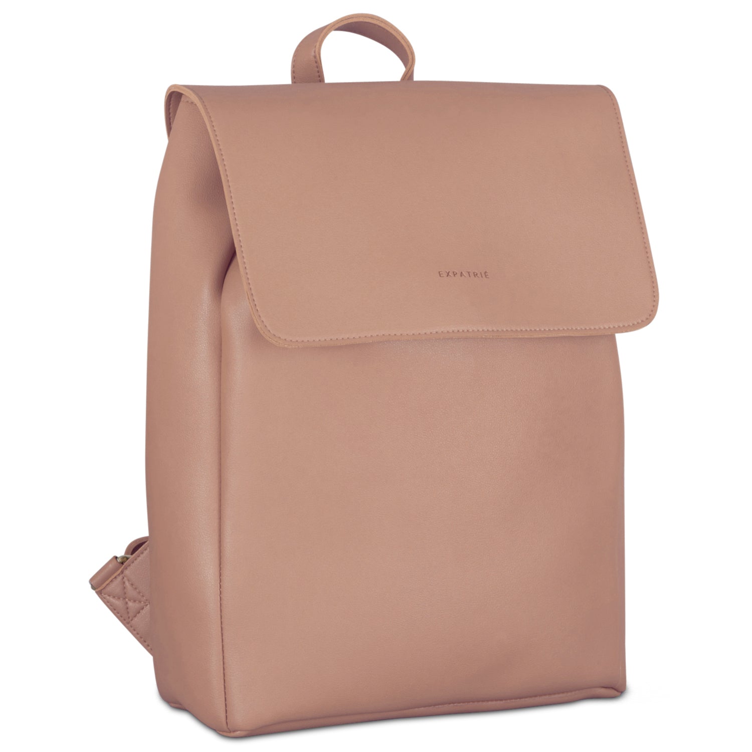 Kunstleder Rucksack Noelle in Nude mit Klappe und Expatrié-Logo
