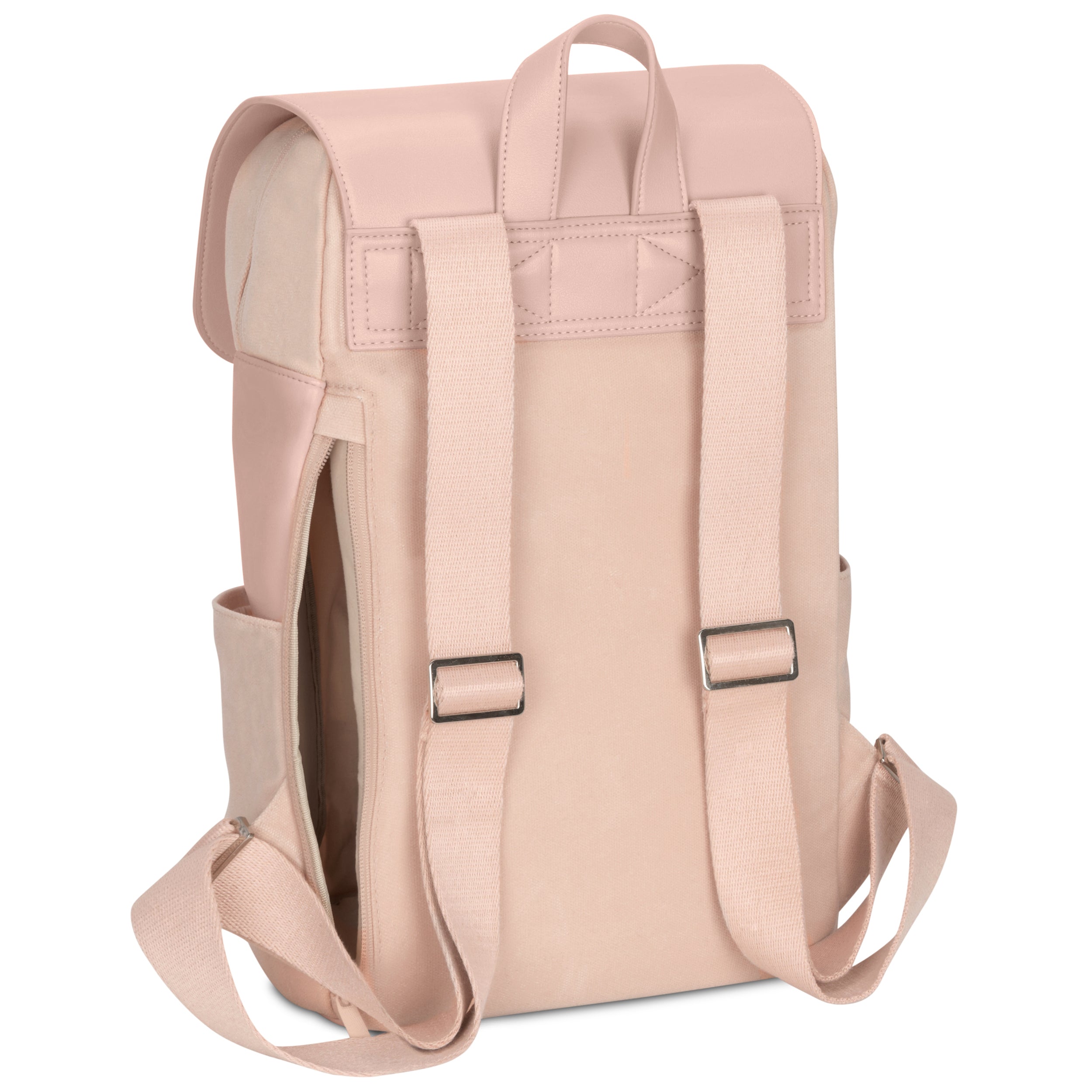 Rucksack Ella für Damen aus rosa Canvas und Leder mit verstellbaren Schulterriemen