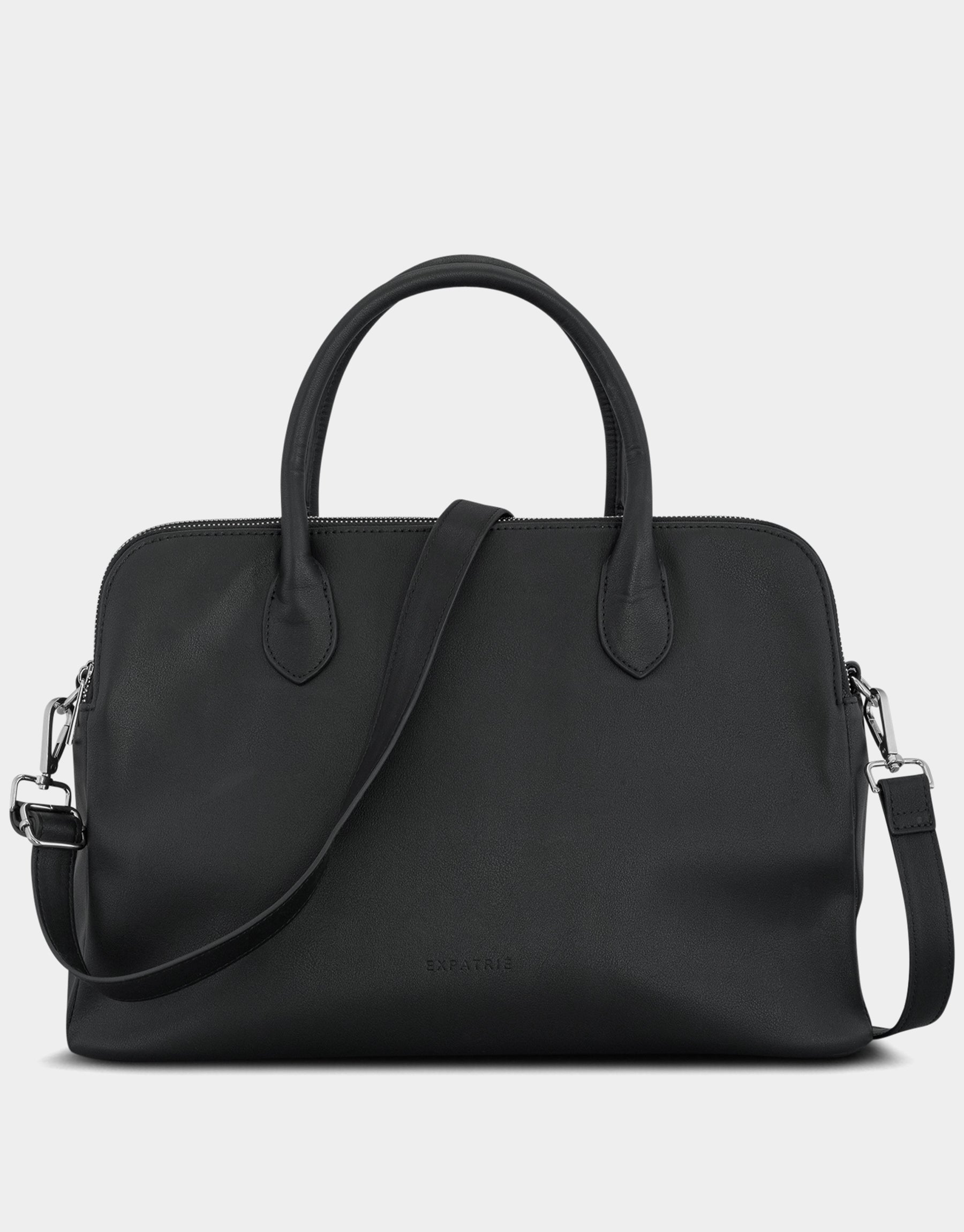 Schwarze Business-Handtasche Odette aus Leder mit zwei Griffen und verstellbarem Schultergurt