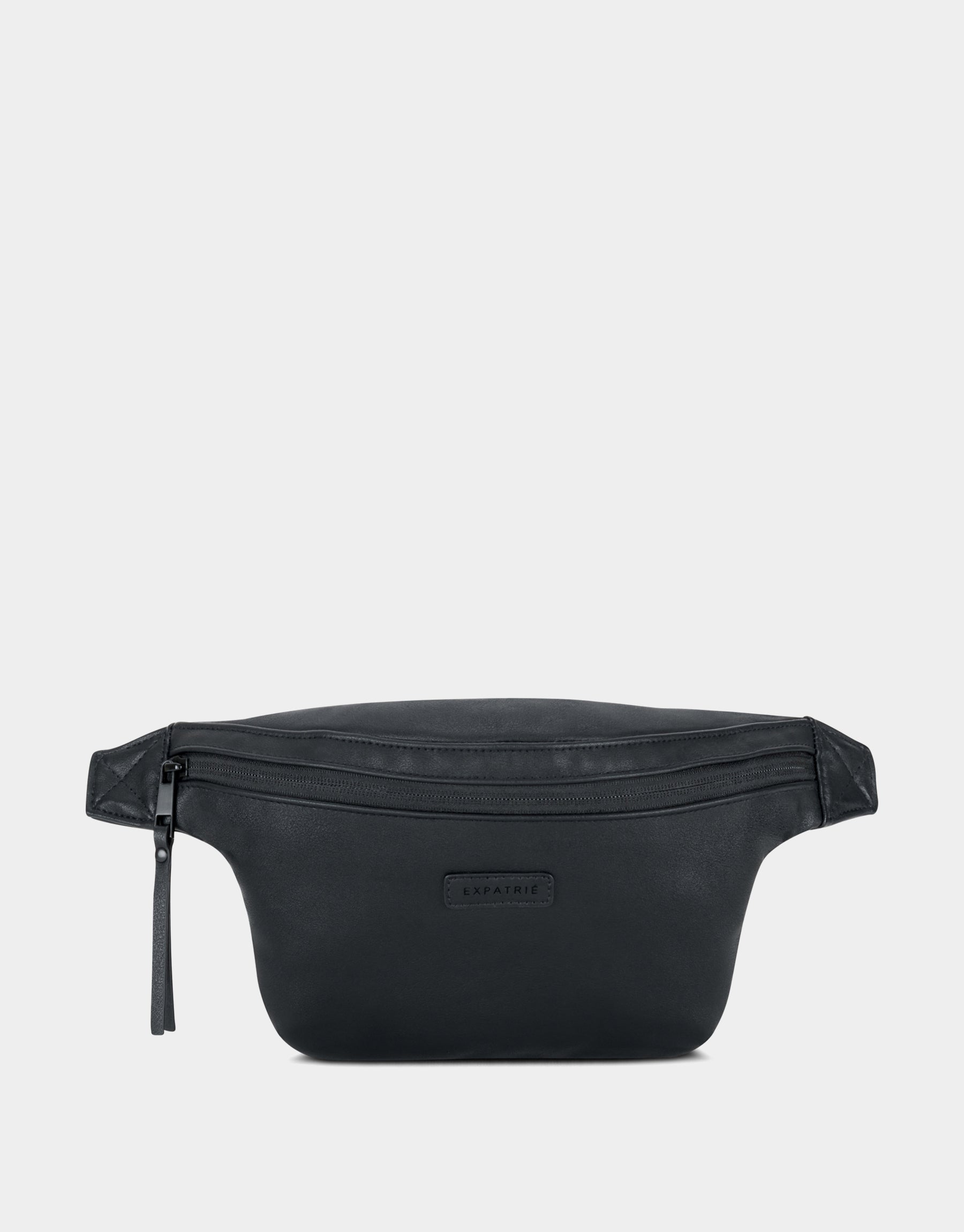Schwarze Bauchtasche 'PU Lucie' aus Kunstleder mit Reißverschluss vorne und dezenter Markenprägung
