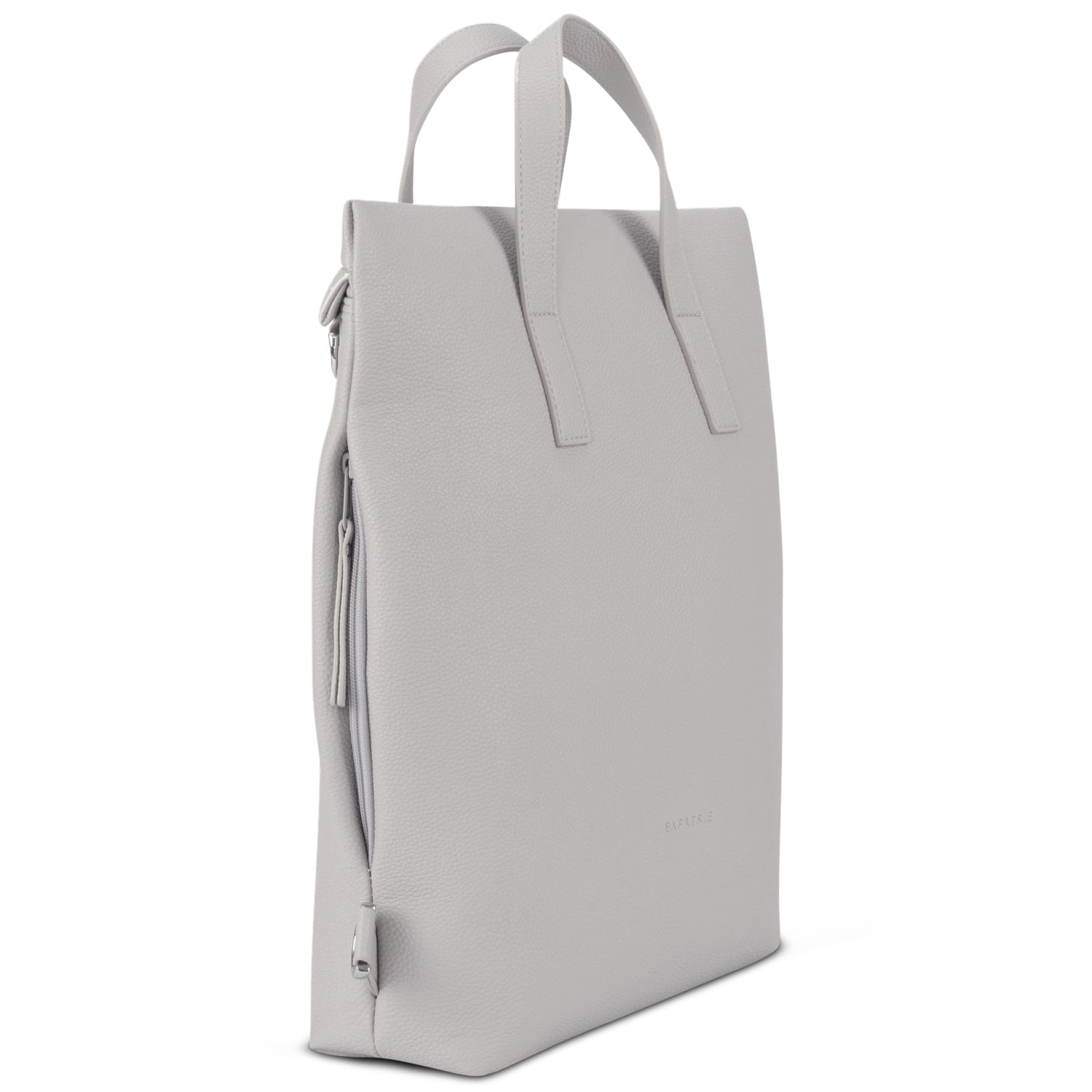 Eleganter grauer Damenrucksack 'Lou' mit zwei Tragegriffen, schmalem Design und seitlichem Reißverschluss