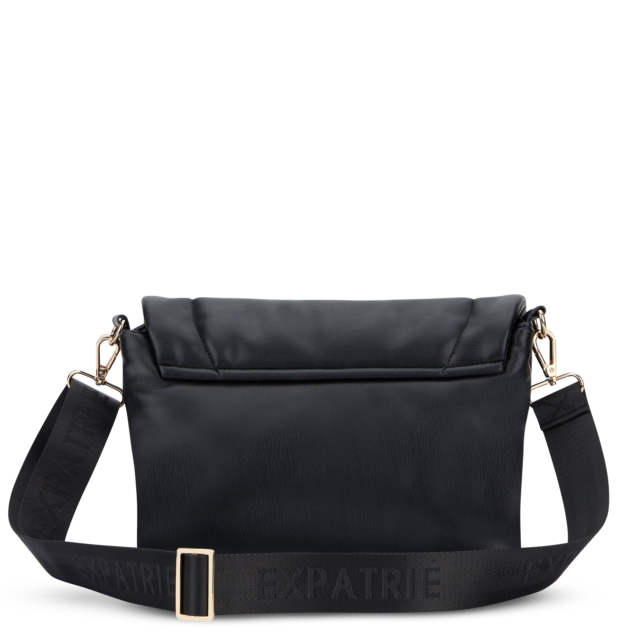 Schwarze Umhängetasche Zoe Medium aus gepolstertem Material mit breitem verstellbarem Riemen