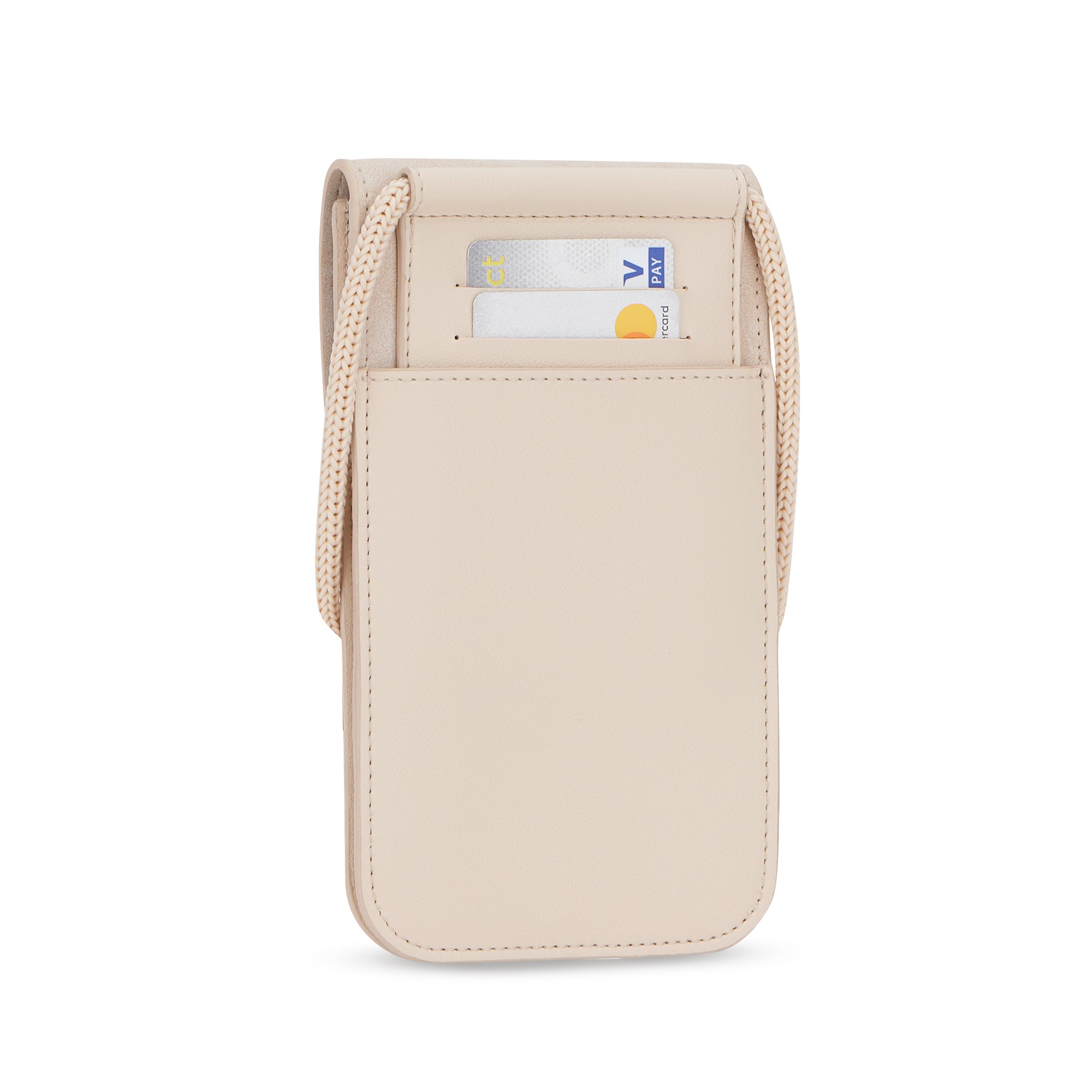 Kleine beige Umhängetasche Amelie mit Kartenfächern und Trageschlaufe