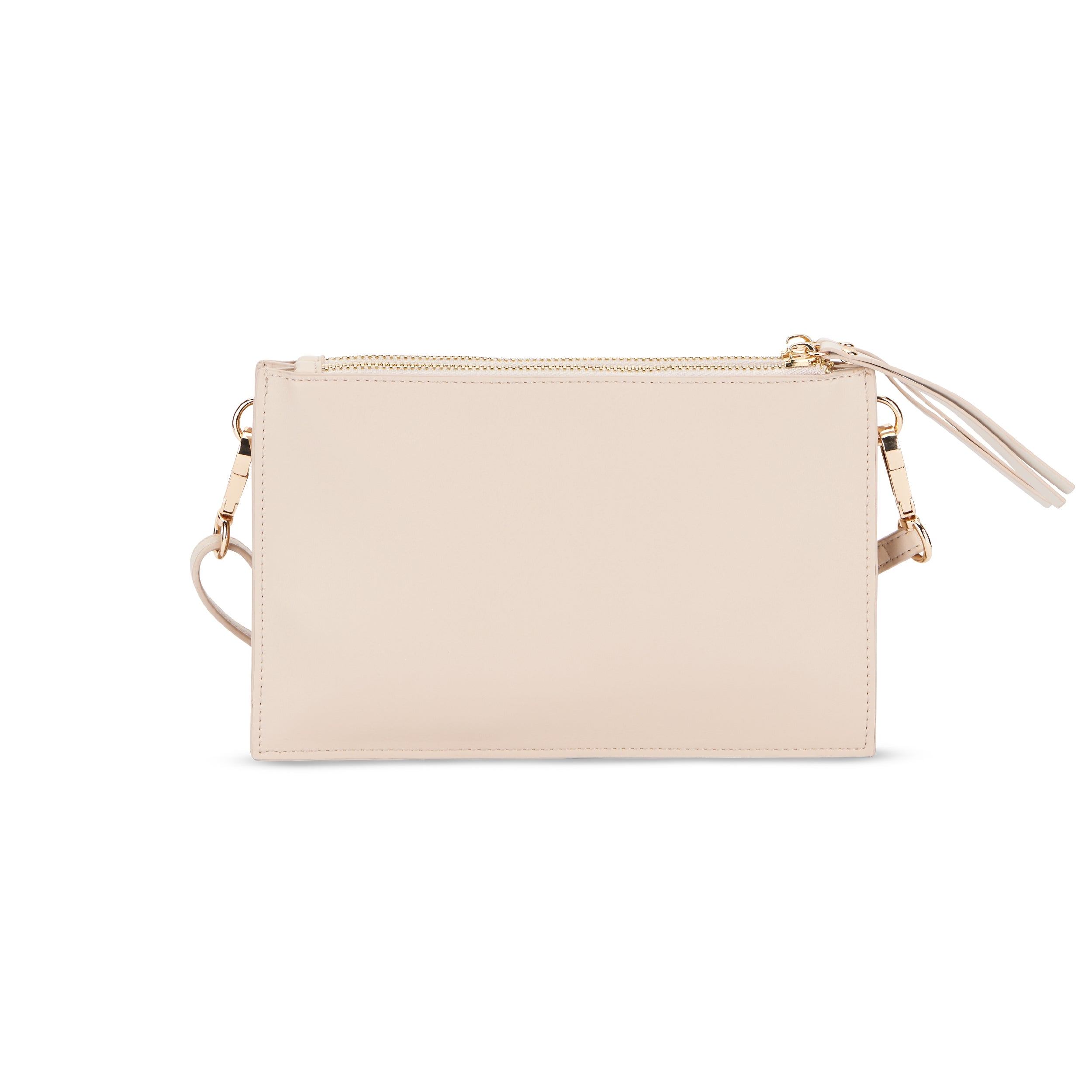 Beige kleine Clutch Isabelle mit Reißverschluss und abnehmbarem Riemen