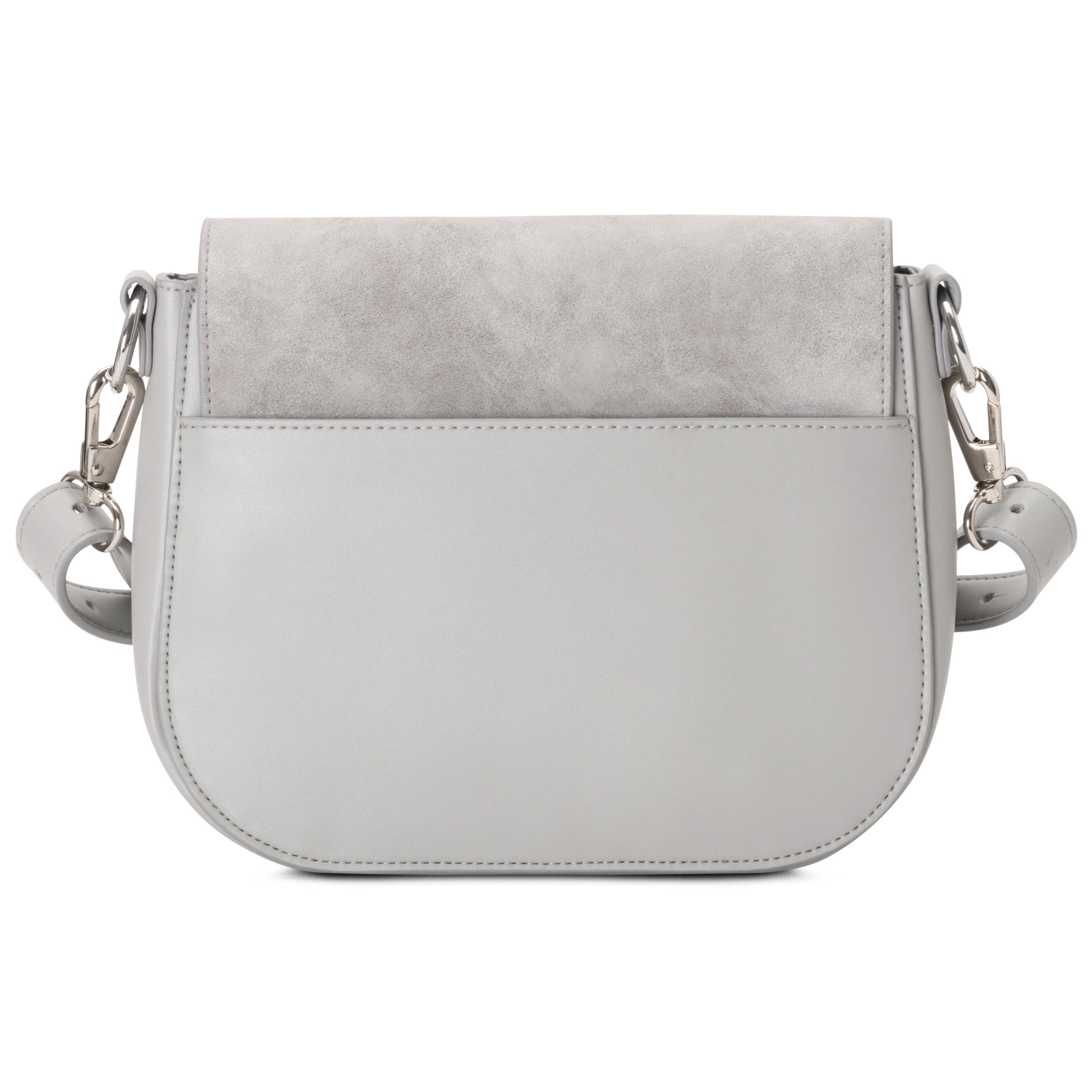 Kleine graue Saddle Bag Louise Medium mit glattem und veloursartigem Material