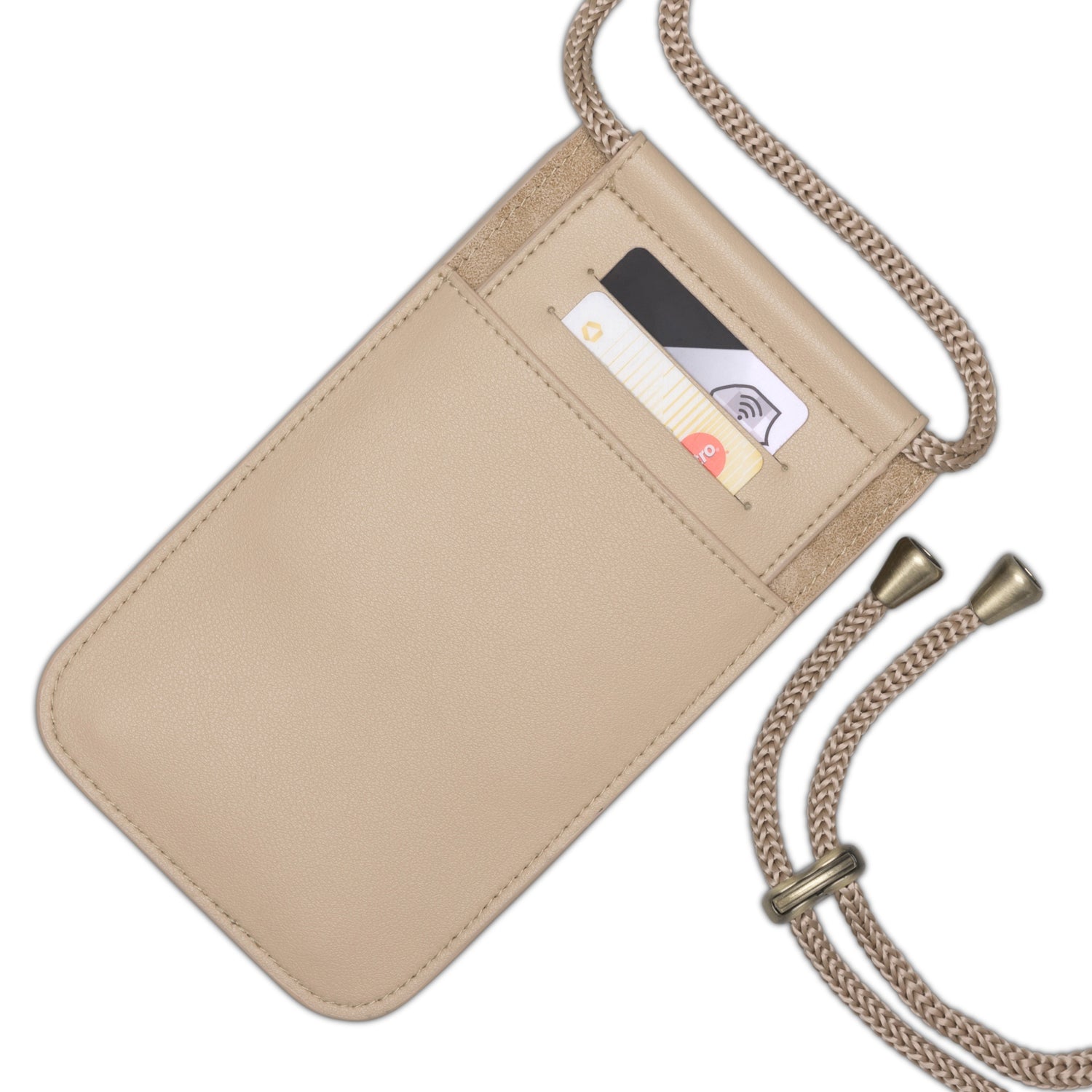 Beige Umhängetasche Amelie mit Kartenfach und verstellbarem Kordelriemen