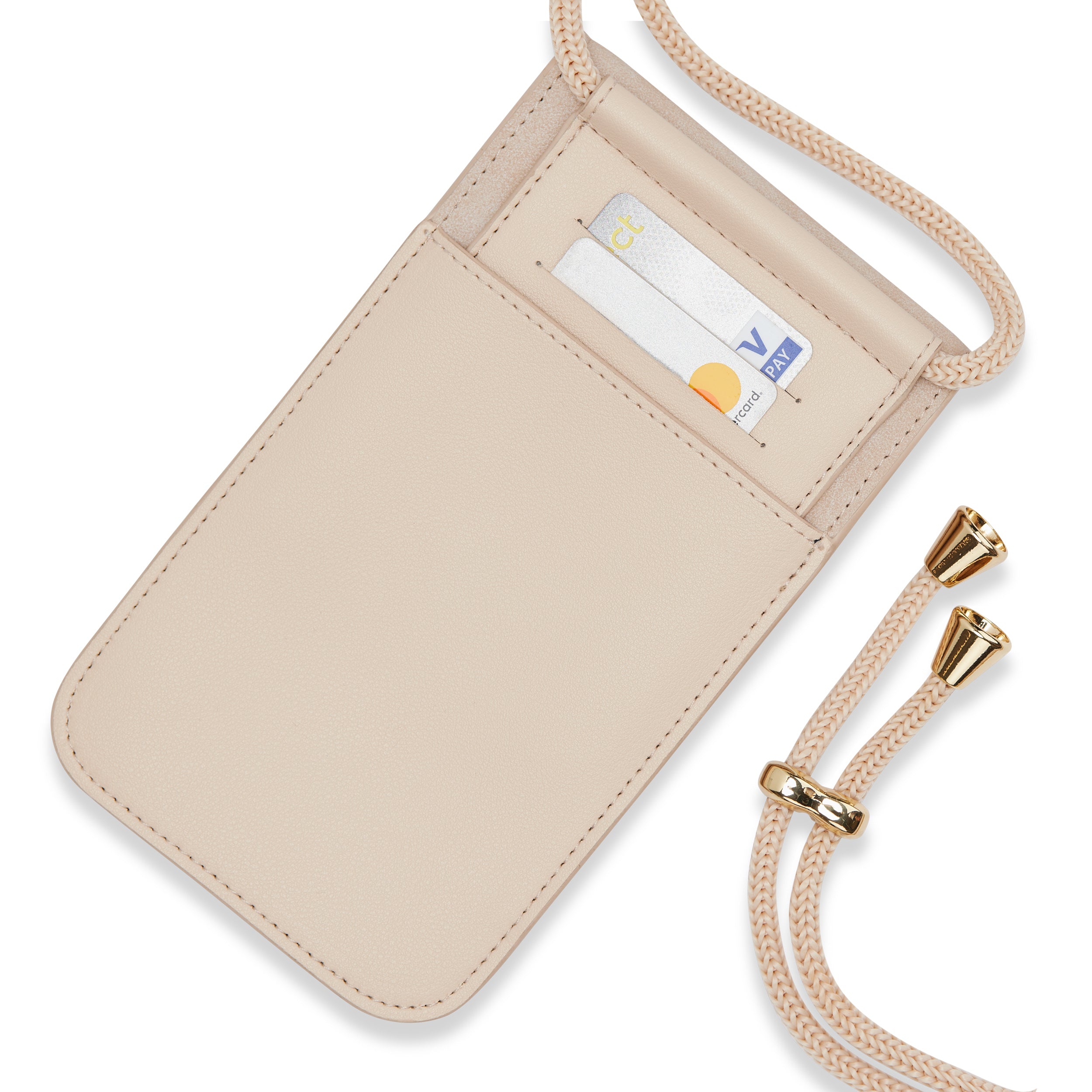 Beige Umhängetasche 'Amelie' für Damen mit Kartenfach und verstellbarem Kordelband