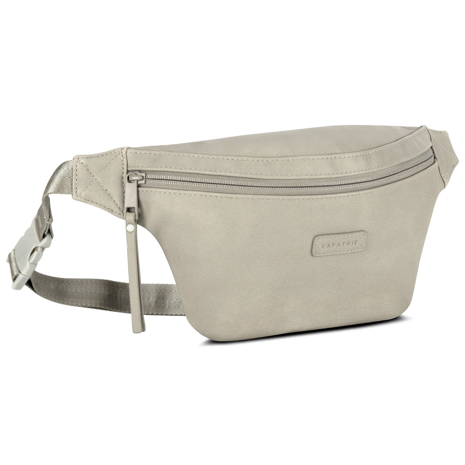 Beige Bauchtasche für Damen aus PU-Leder mit Reißverschluss und verstellbarem Gurt