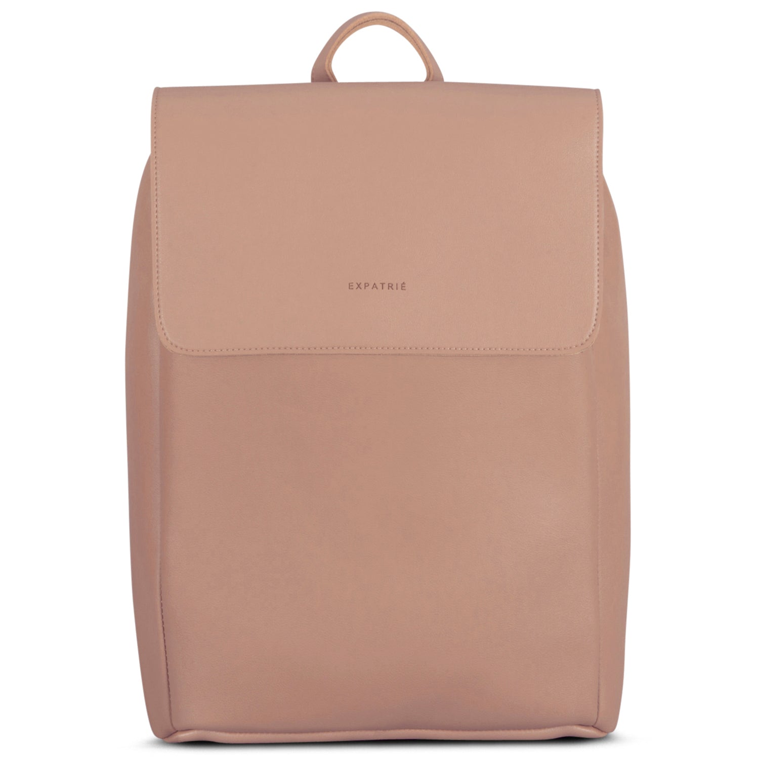 Kunstleder Rucksack Noelle in Nude mit Klappe und kleinem Tragegriff
