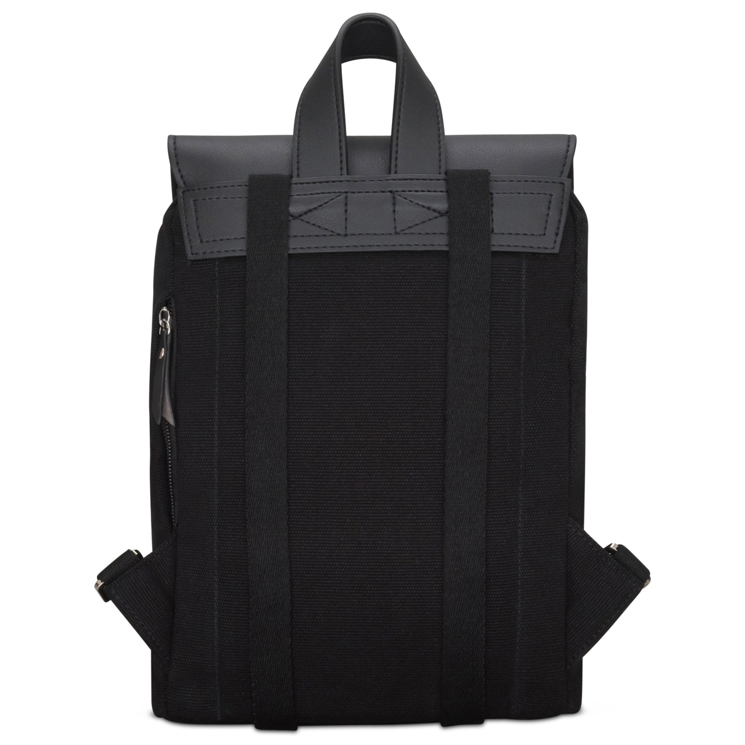 Mini Rucksack Anna in Schwarz mit breiten, verstellbaren Trägern und Lederdetails