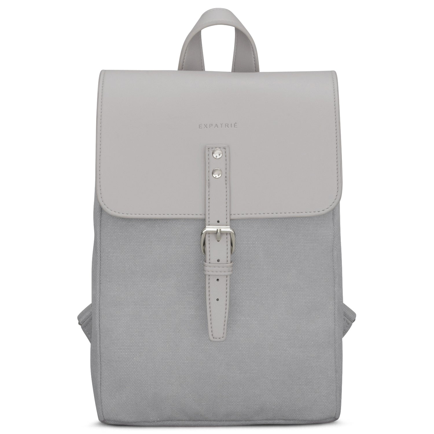 Mini Rucksack Anna von Expatrié in Grau mit Lederklappe und verstellbarem Riemen