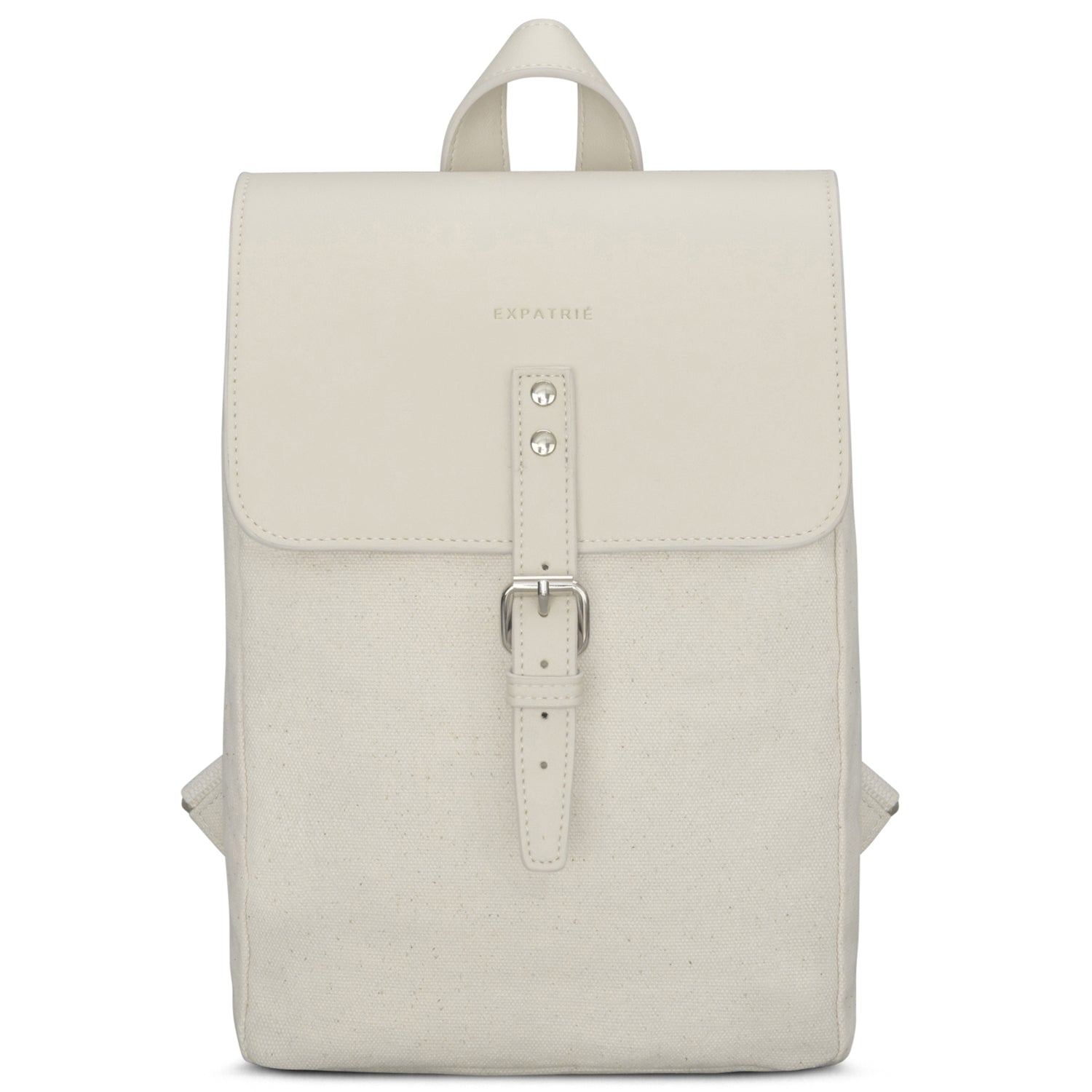 Mini Rucksack Anna von Expatrié in offwhite mit Stoffkörper und Lederklappe mit Schnalle