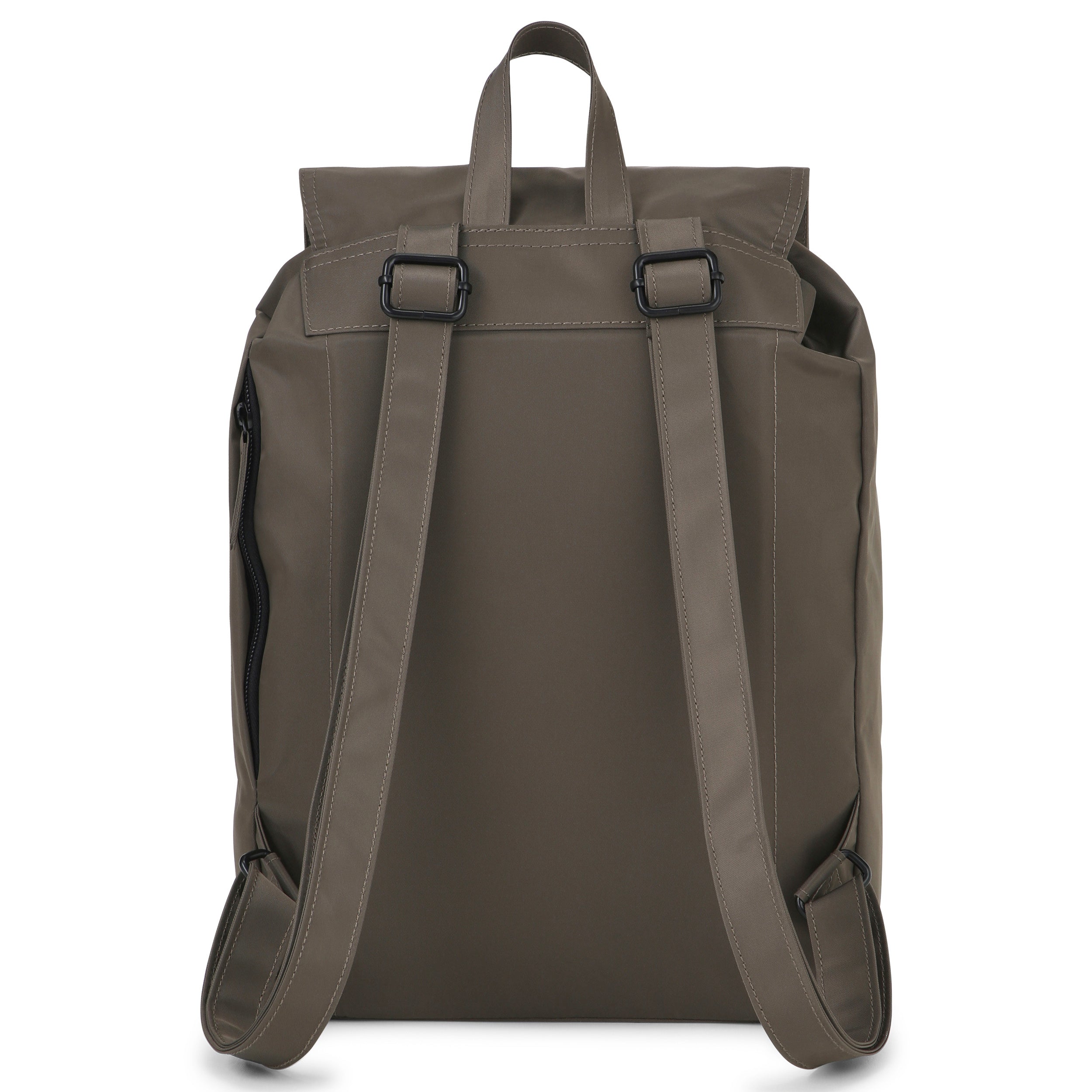 Nylon Rucksack Clara in graubraun mit verstellbaren Schultergurten und Trageschlaufe