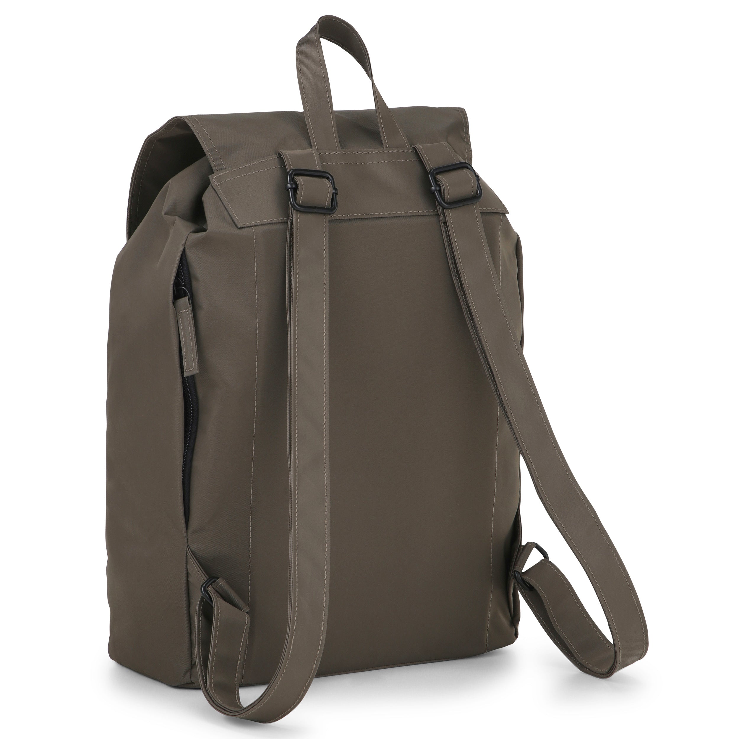 Nylon Rucksack Clara in graubraun mit verstellbaren Schultergurten und Trageschlaufe