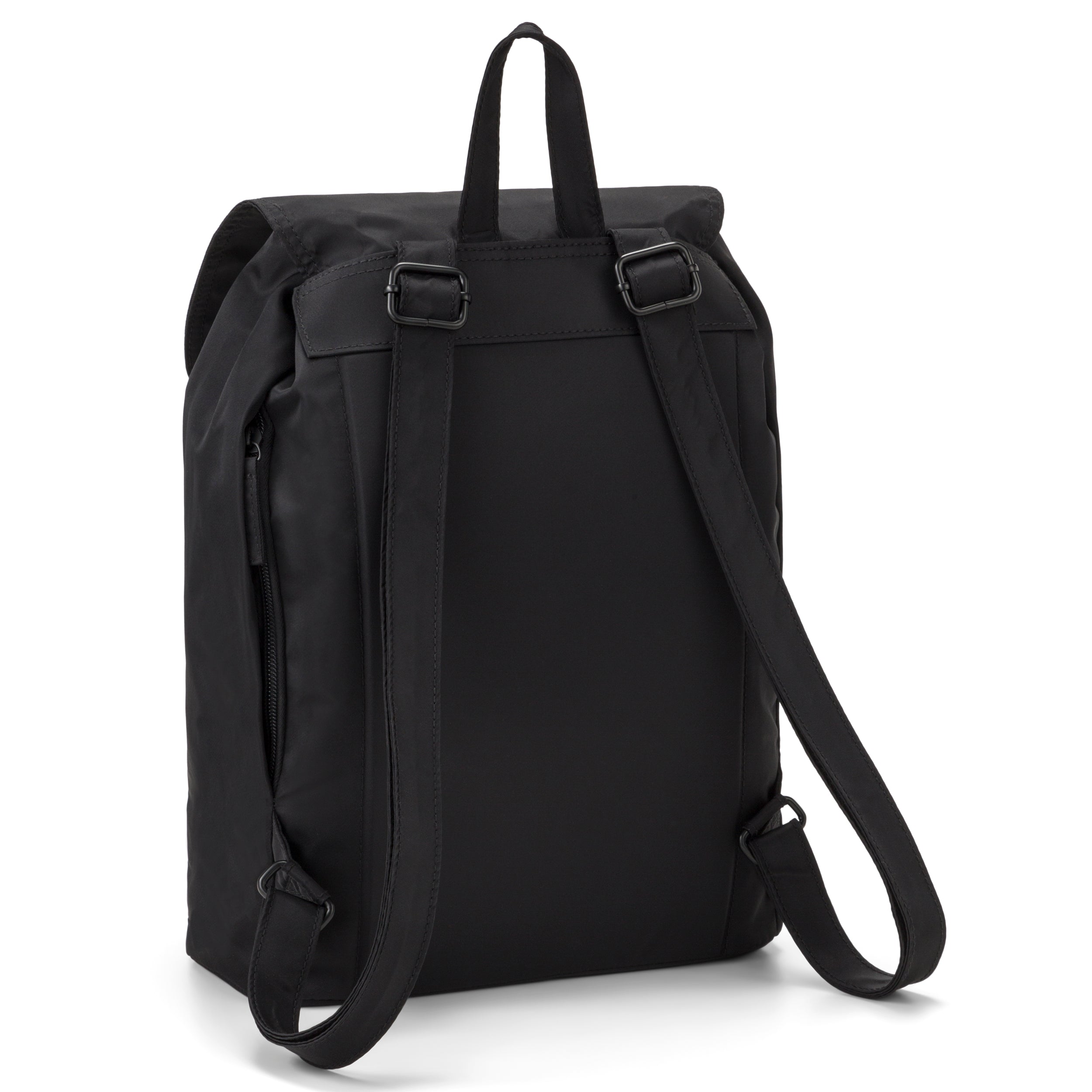 Schwarzer Nylon-Rucksack Clara mit verstellbaren gepolsterten Schulterriemen