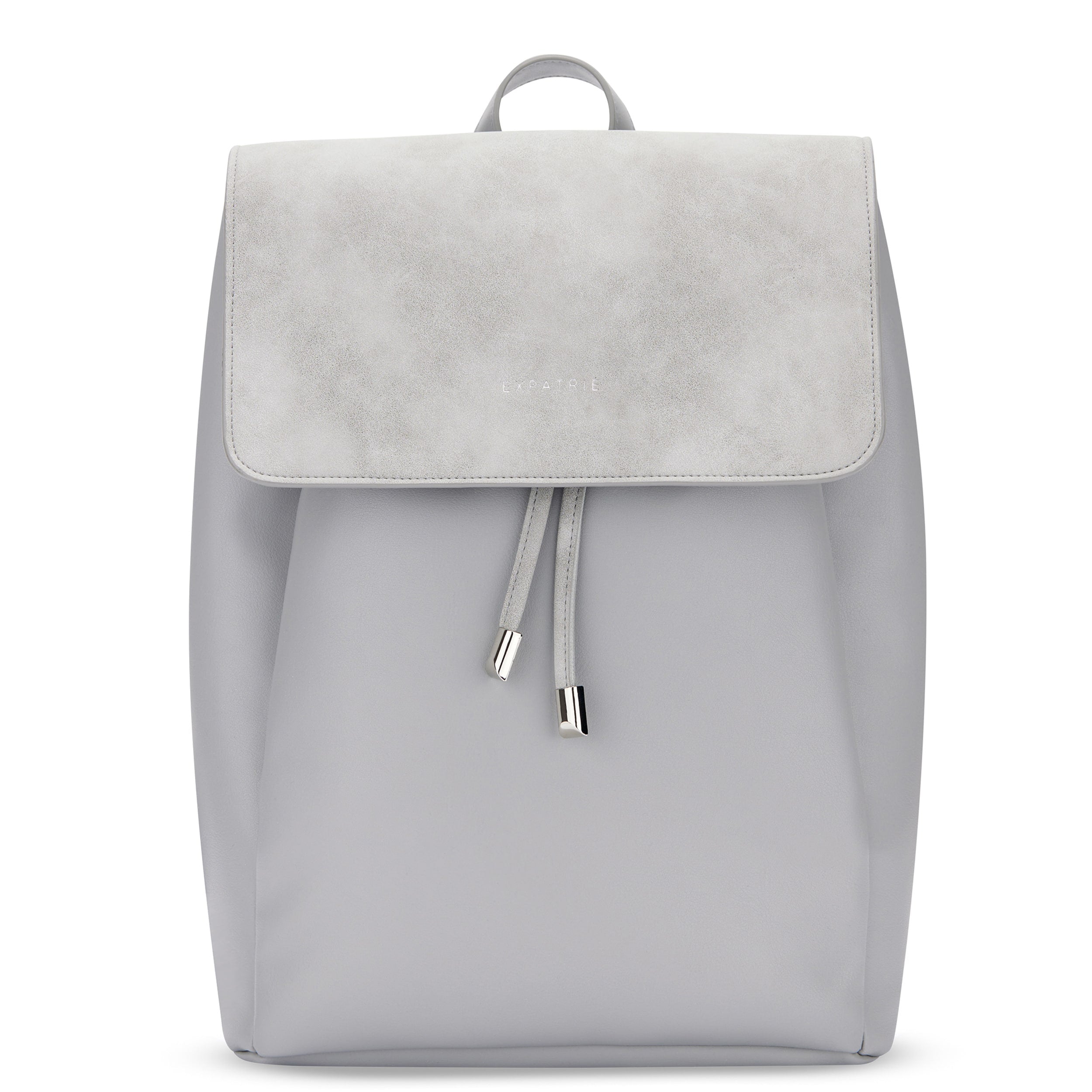 Kunstleder Rucksack Estelle in Grau mit Kordelzug und Klappe