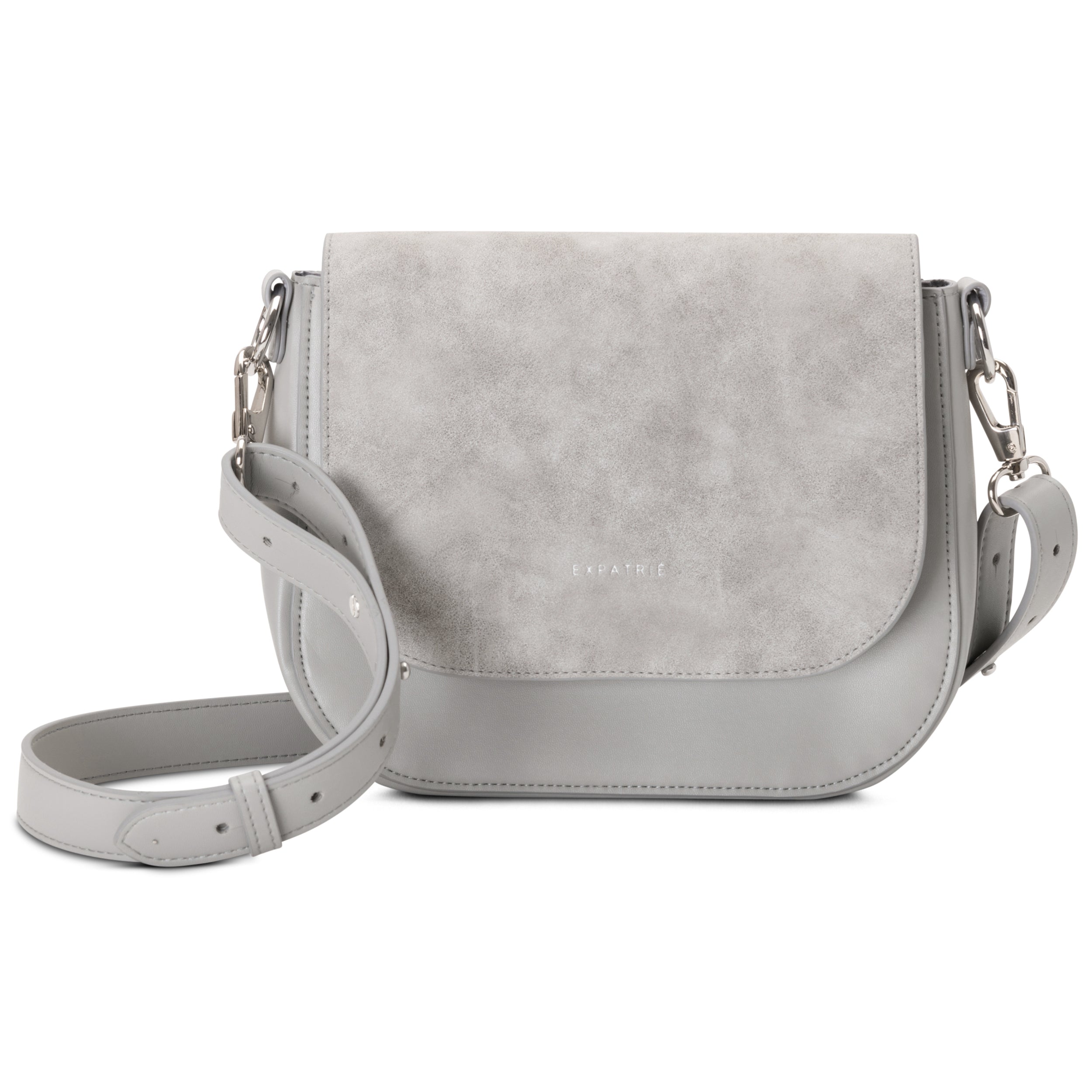 Saddle Bag Louise Medium graue Tasche für Damen mit abnehmbarem Riemen