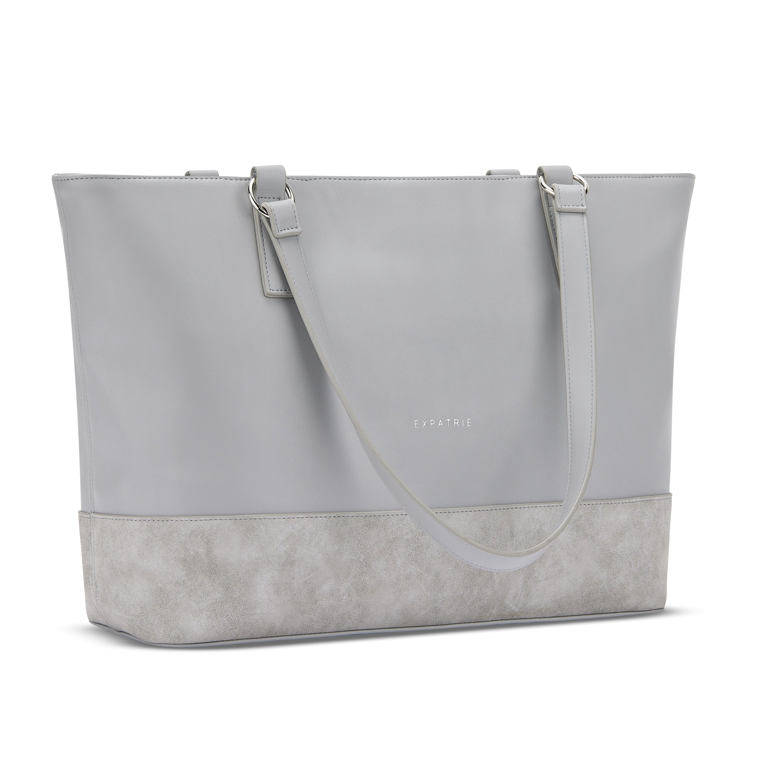 Shopper Tasche Nicole in grauer Farbe mit zwei Schulterriemen und zwei Materialstrukturen