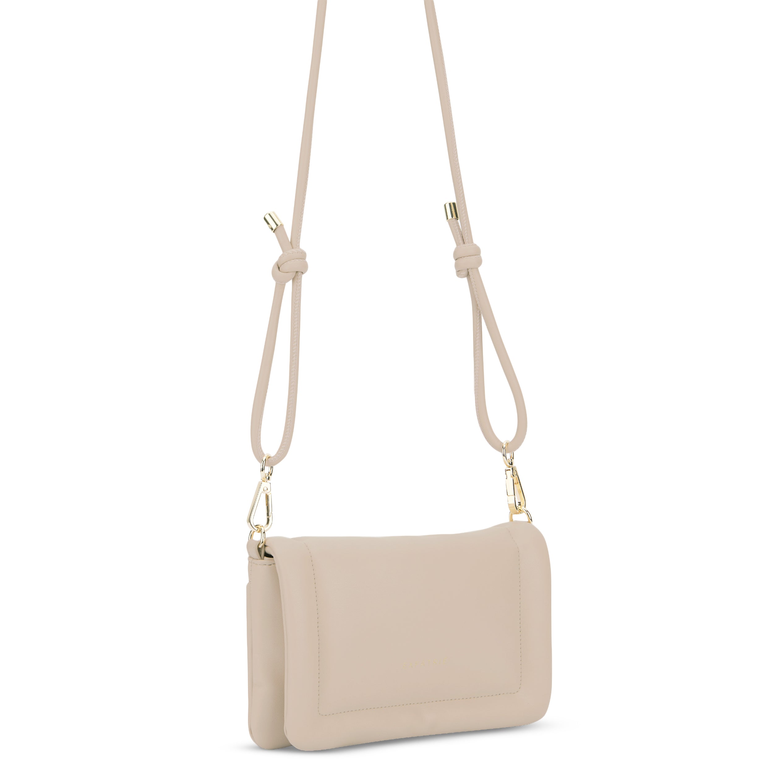 Beige Umhängetasche Zoe Small mit verstellbarem Riemen und goldfarbenen Karabinerverschlüssen