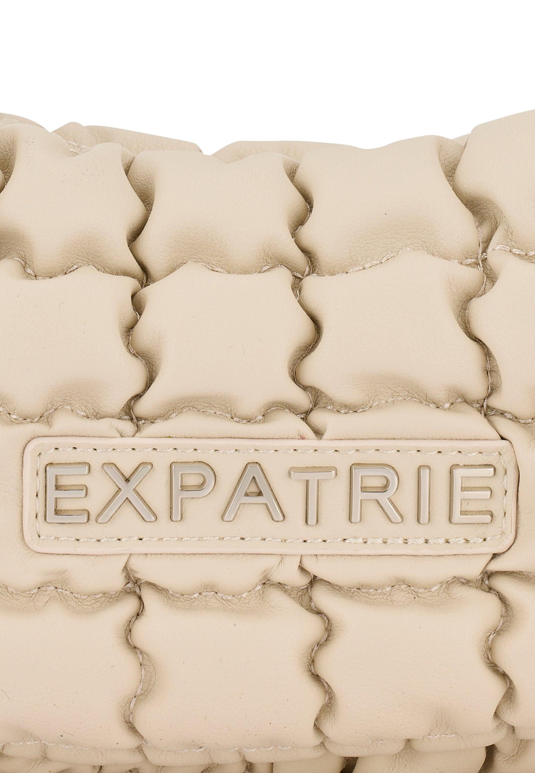 Beige gestepptes Kunstleder mit 'Expatrie' Logo auf PIPPA SMALL Handtasche
