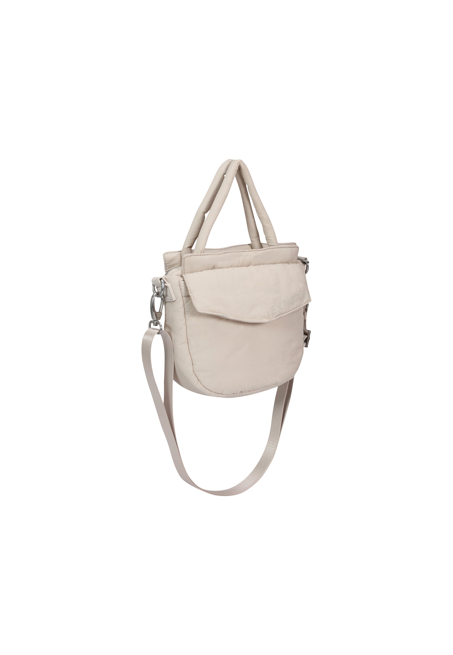 Beige Handtasche 'POPPY SMALL' mit kurzen Griffen und langer abnehmbarer Schulterriemen