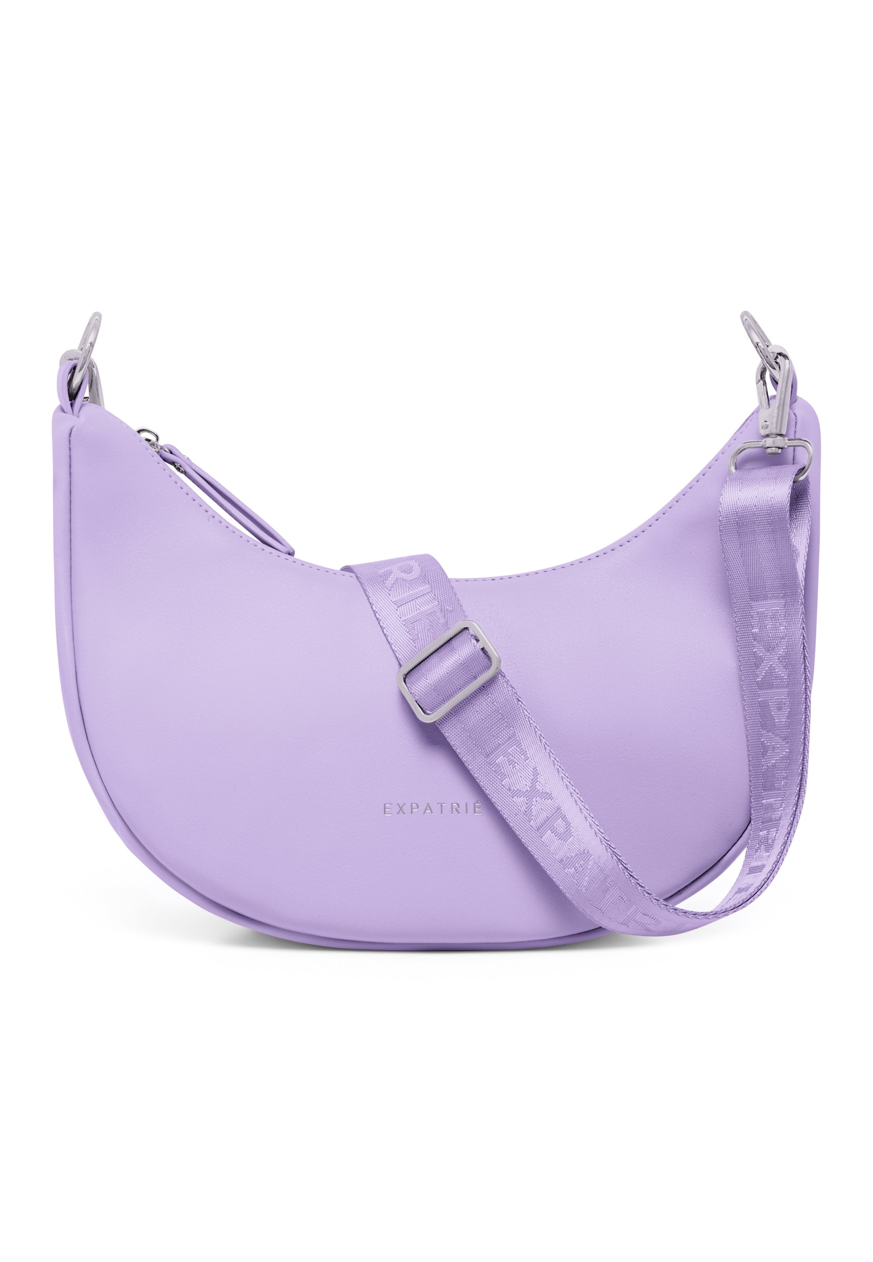 Lilafarbene 'LEA SMALL - HALF MOON' Umhängetasche von Expatrié mit verstellbarem Riemen