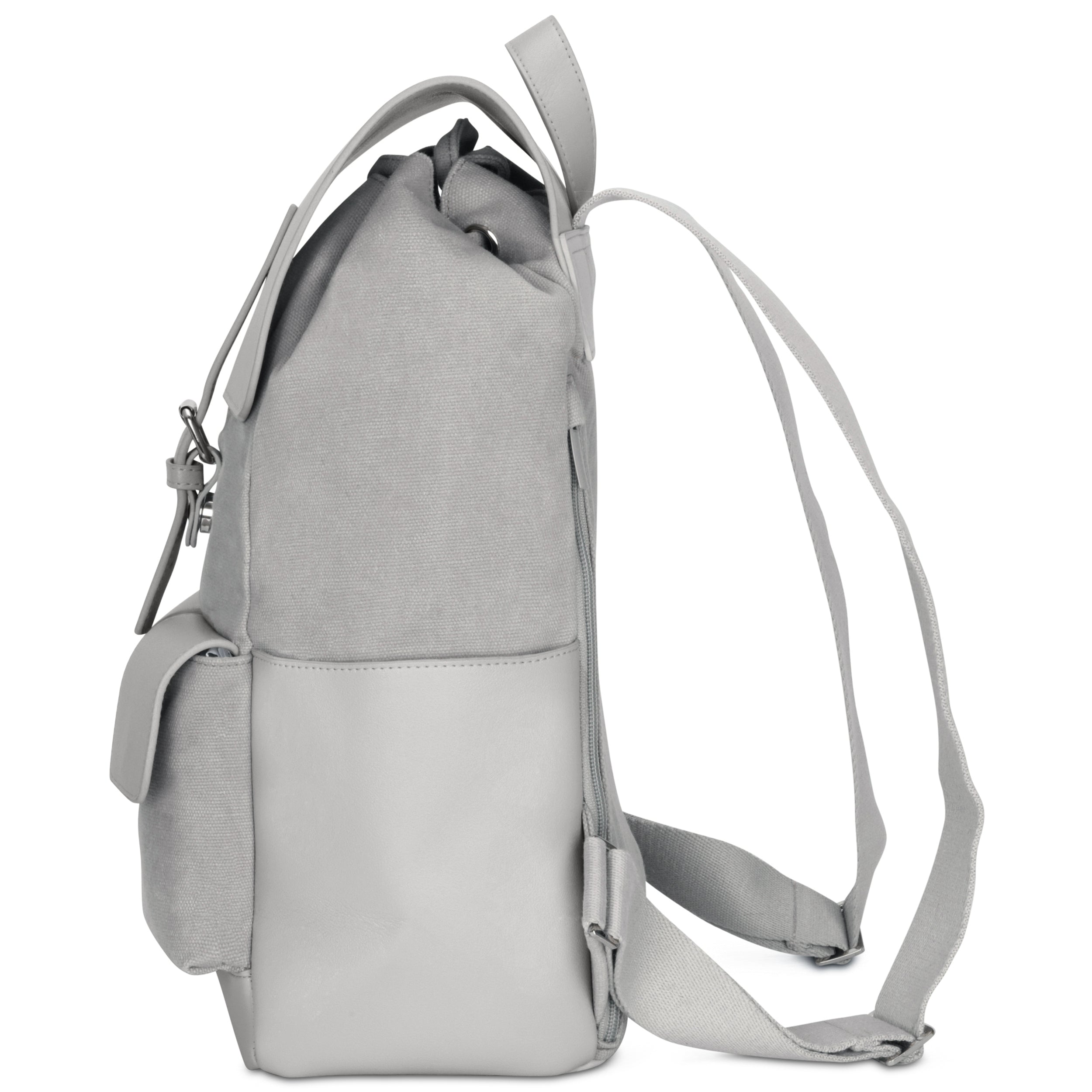 Grauer Rucksack Laurent aus Canvas und Leder mit verstellbaren Schultergurten