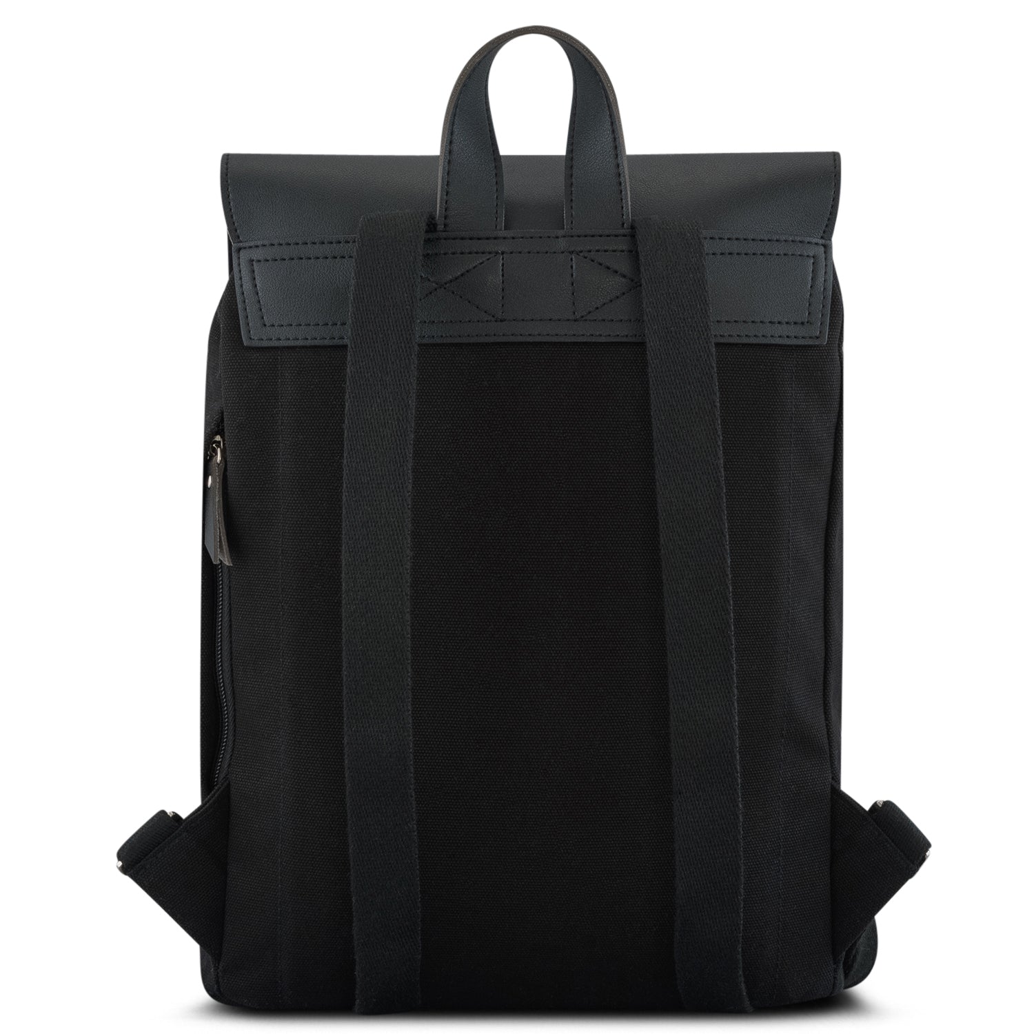 Schwarzer Rucksack Anouk aus Leder und Canvas mit zwei gepolsterten Schulterriemen
