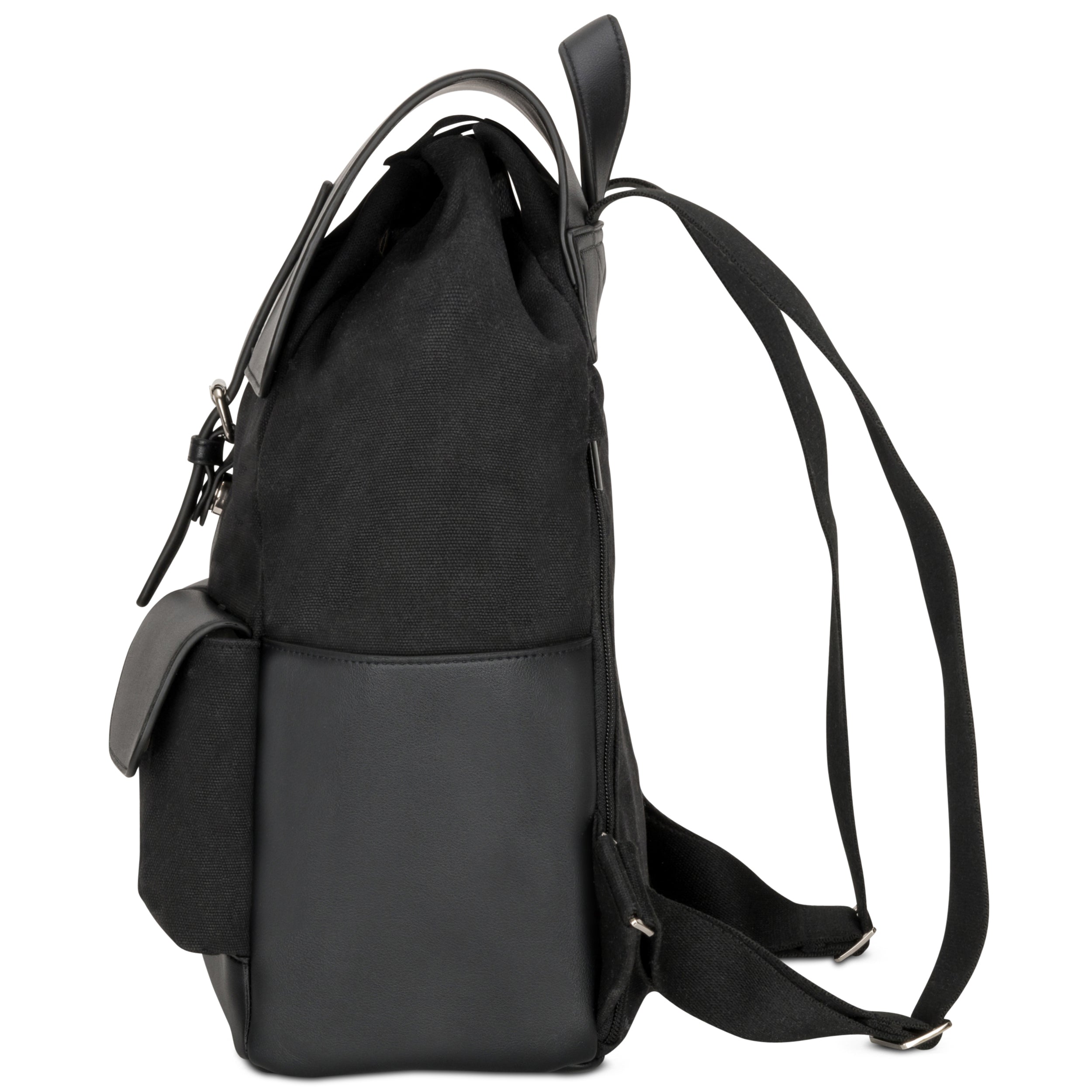 Schwarzer Rucksack Laurent aus Canvas und Leder mit verstellbaren Schultergurten